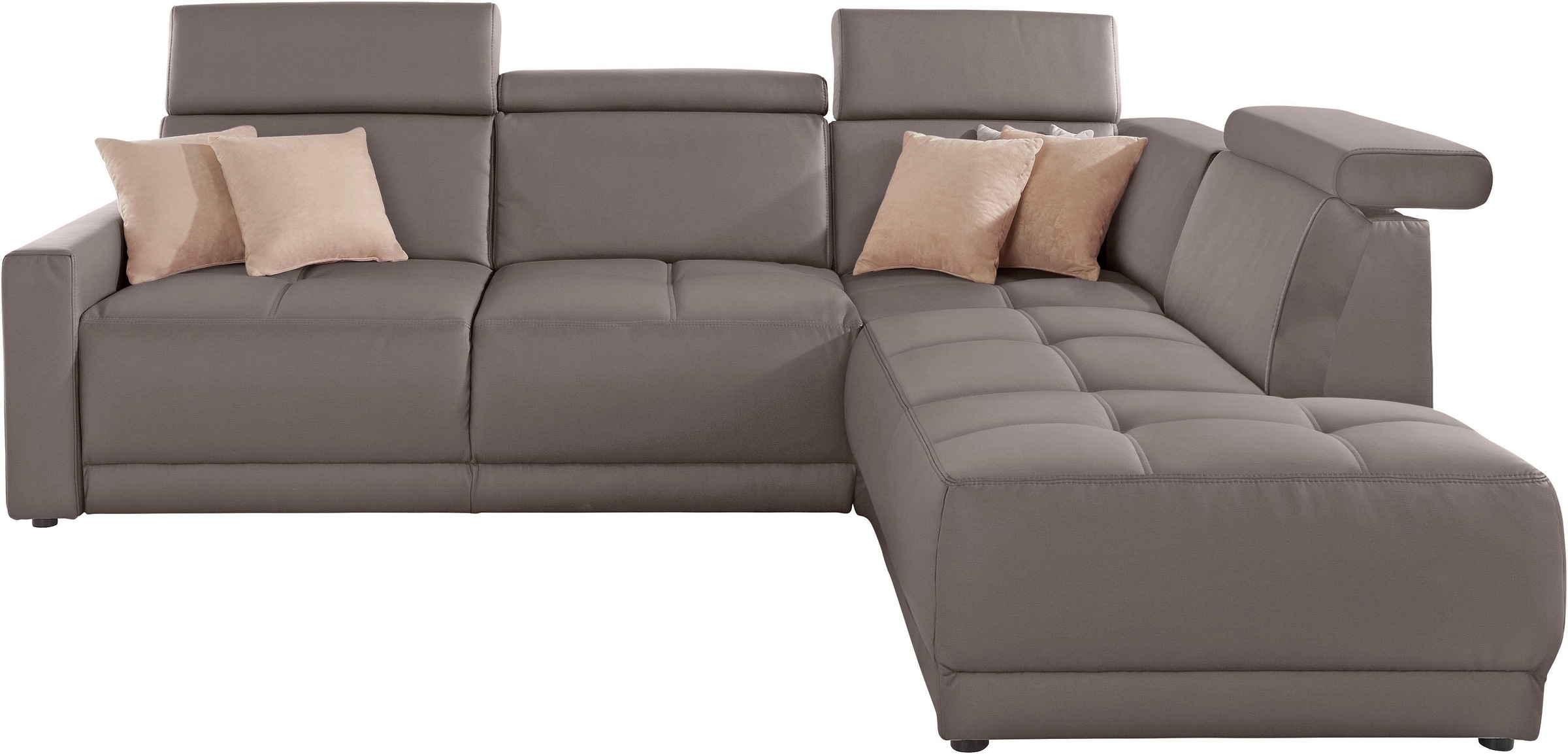 DOMO collection Ecksofa »Ava, moderne Sitzheftung mit toller Doppelnaht, komfortabel, L-Form«, mit Ottomane, inkl. Federkern, wahlweise mit Kopfteilverstellungen