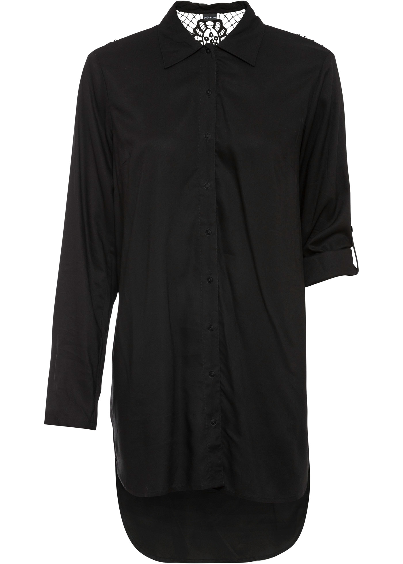 bonprix Langarmbluse »Bluse aus Baumwoll-Viskose Mix« bequeme Passform, aus Viskose, mit Spitze aus Baumwolle, Langarm