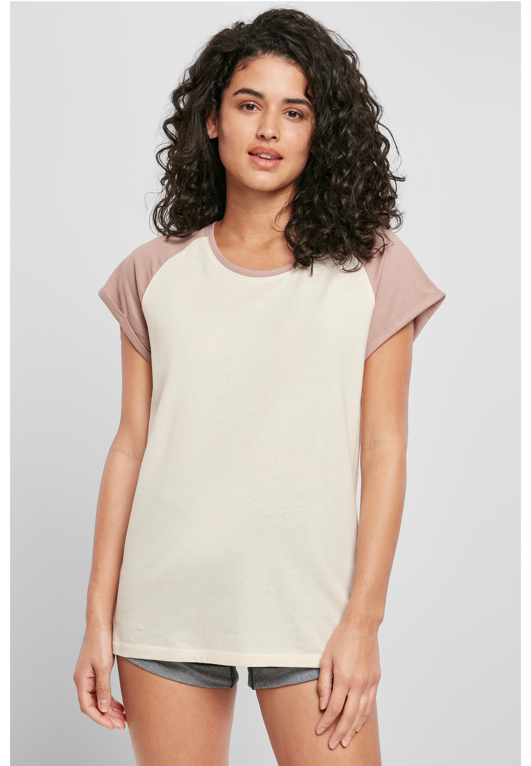 URBAN CLASSICS Kurzarmshirt »Urban Classics Damen Ladies Contrast Raglan Tee«, (1 tlg.)