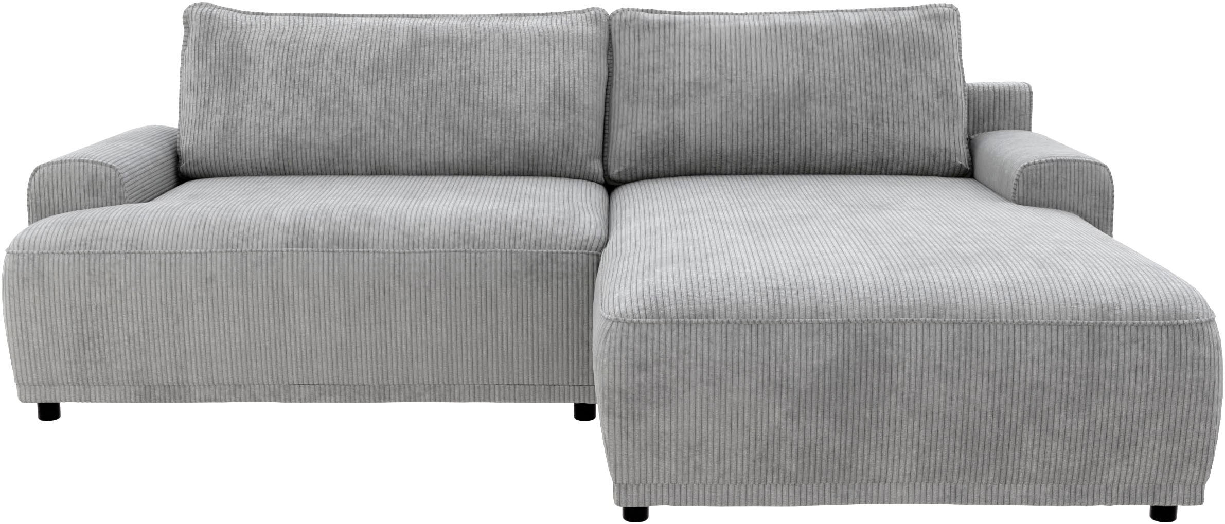 TRENDMANUFAKTUR Ecksofa »Fordon, Schlafsofa mit Bettkasten, Couch in L-Form, Breite 250 cm«, in Cordstoff HYPER, betongrau, Recamiere rechts