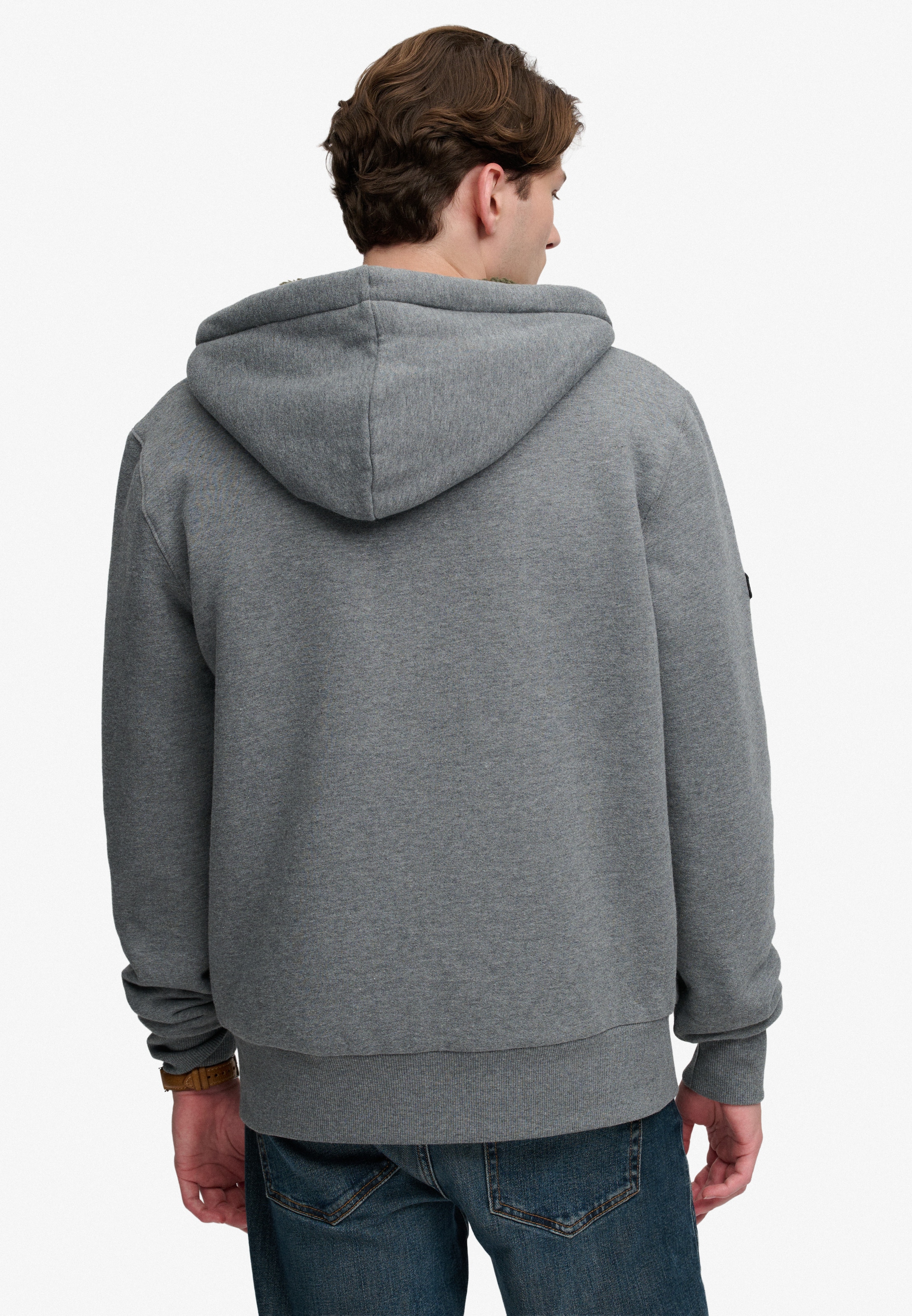 Superdry Kapuzensweatjacke »BORG LINED ZIPHOOD« Baumwollmischung, slim fit