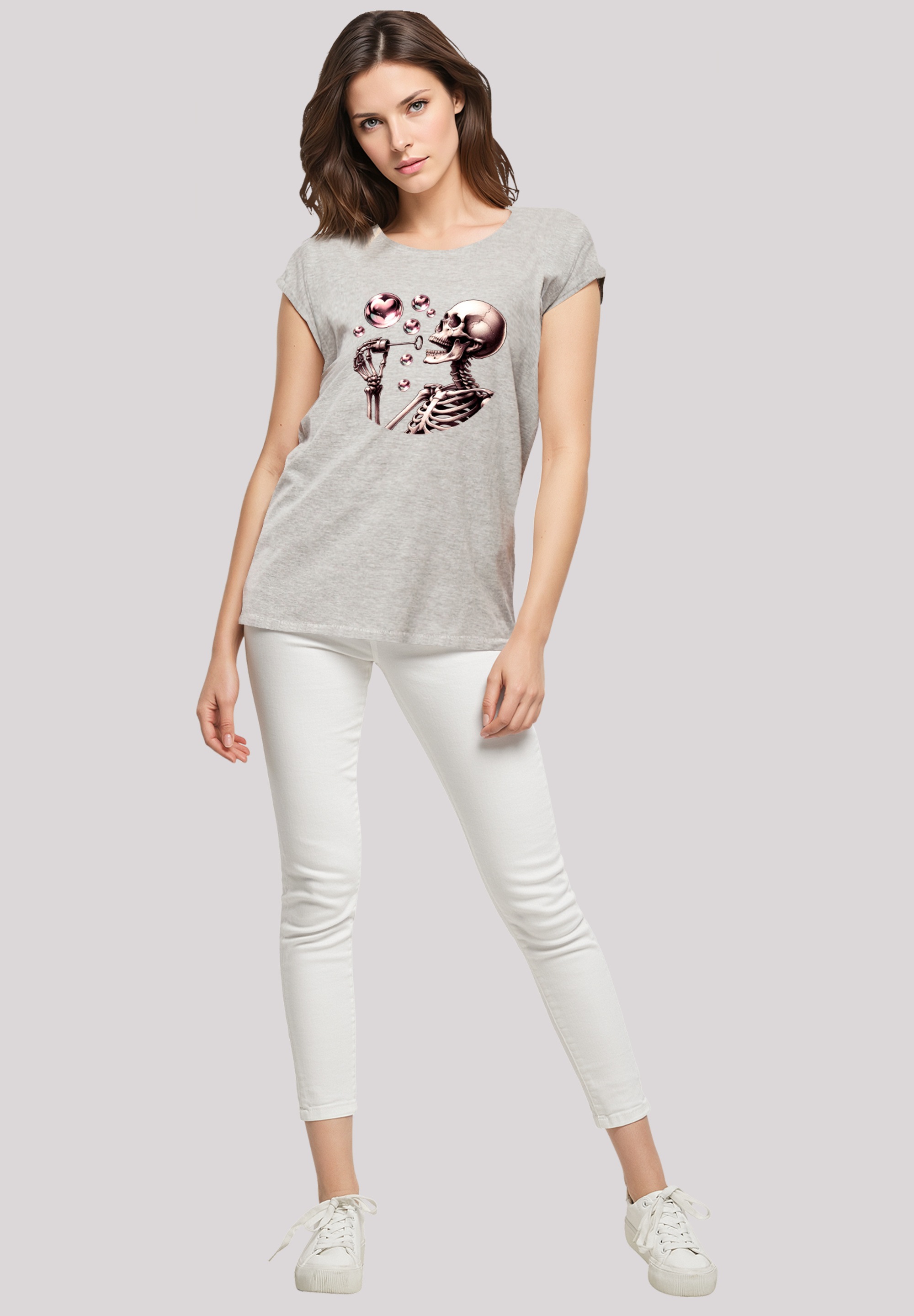 F4NT4STIC T-Shirt »Niedliches Goth Skelett Herz Seifenblasen«, Premium Qualität