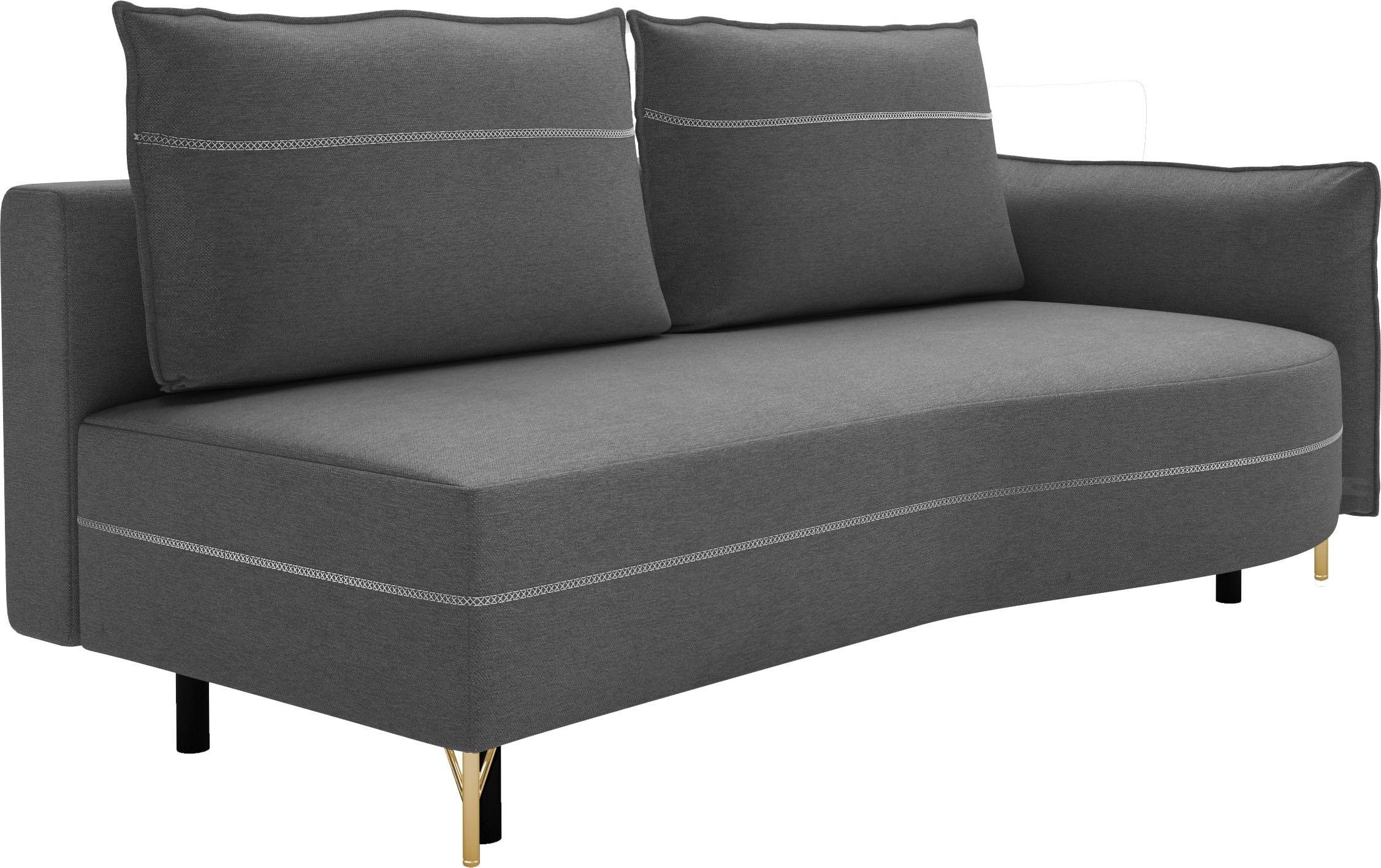 exxpo - sofa fashion Loungesofa »mit toller Kontrastnaht, Solitärmöbel, bequem, schmale Armlehne«, Schlafsofa mit Bettfunktion und Bettkasten, komfortabler Federkern