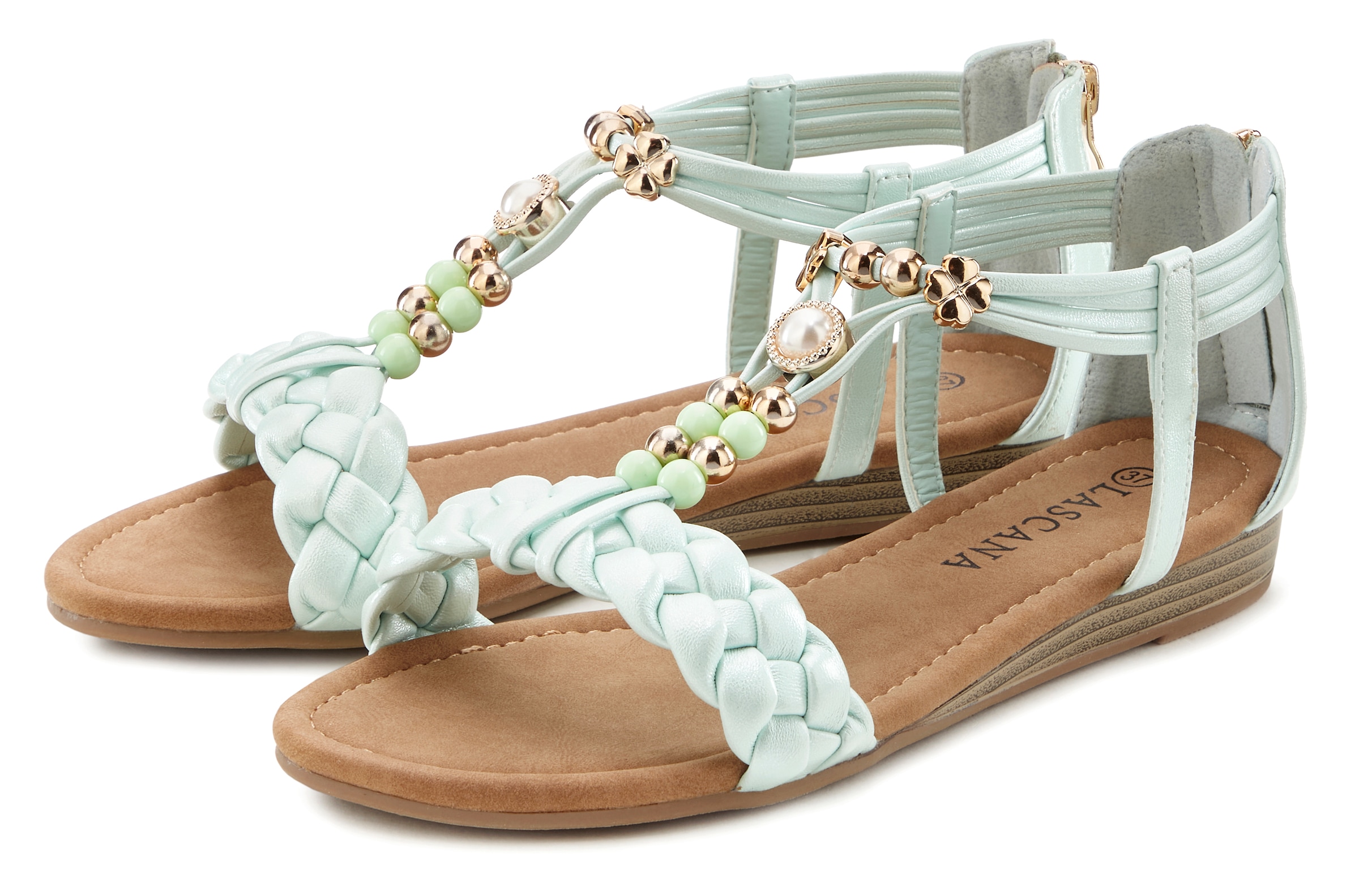 LASCANA Sandale "Sommerschuh", Sandalette, Sommerschuh mit raffiniertem Rie günstig online kaufen