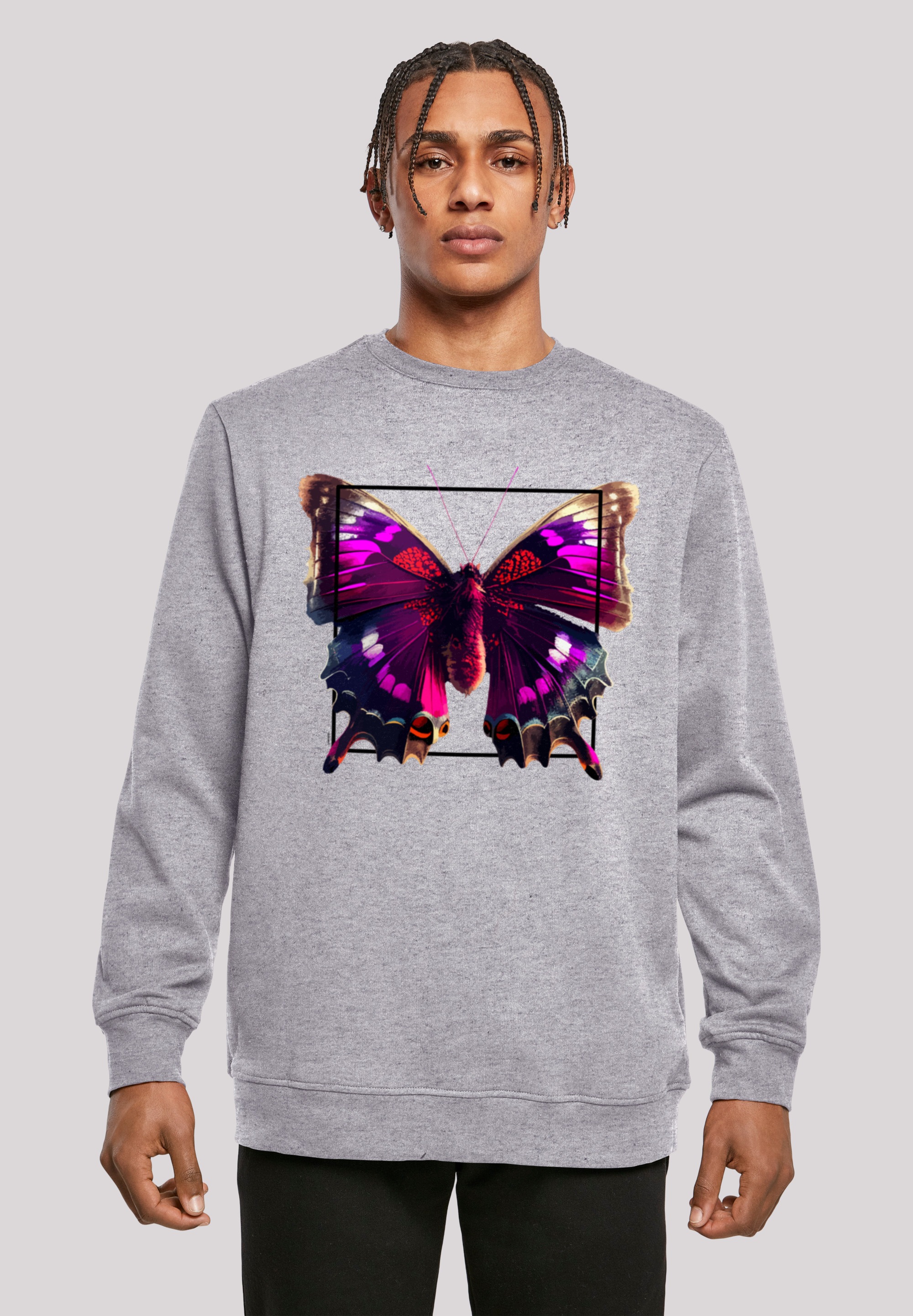 F4NT4STIC Kapuzenpullover "Pink Schmetterling CREWNECK", Print