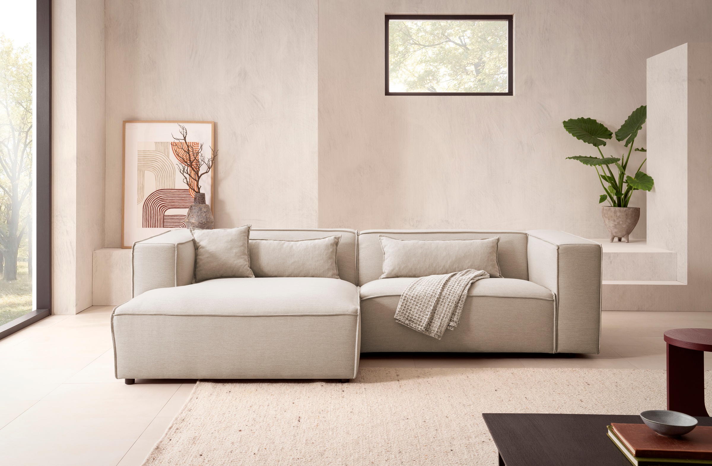 LeGer Home by Lena Gercke Ecksofa "PIARA mit Kedernaht, Cord, Leinenoptik o günstig online kaufen