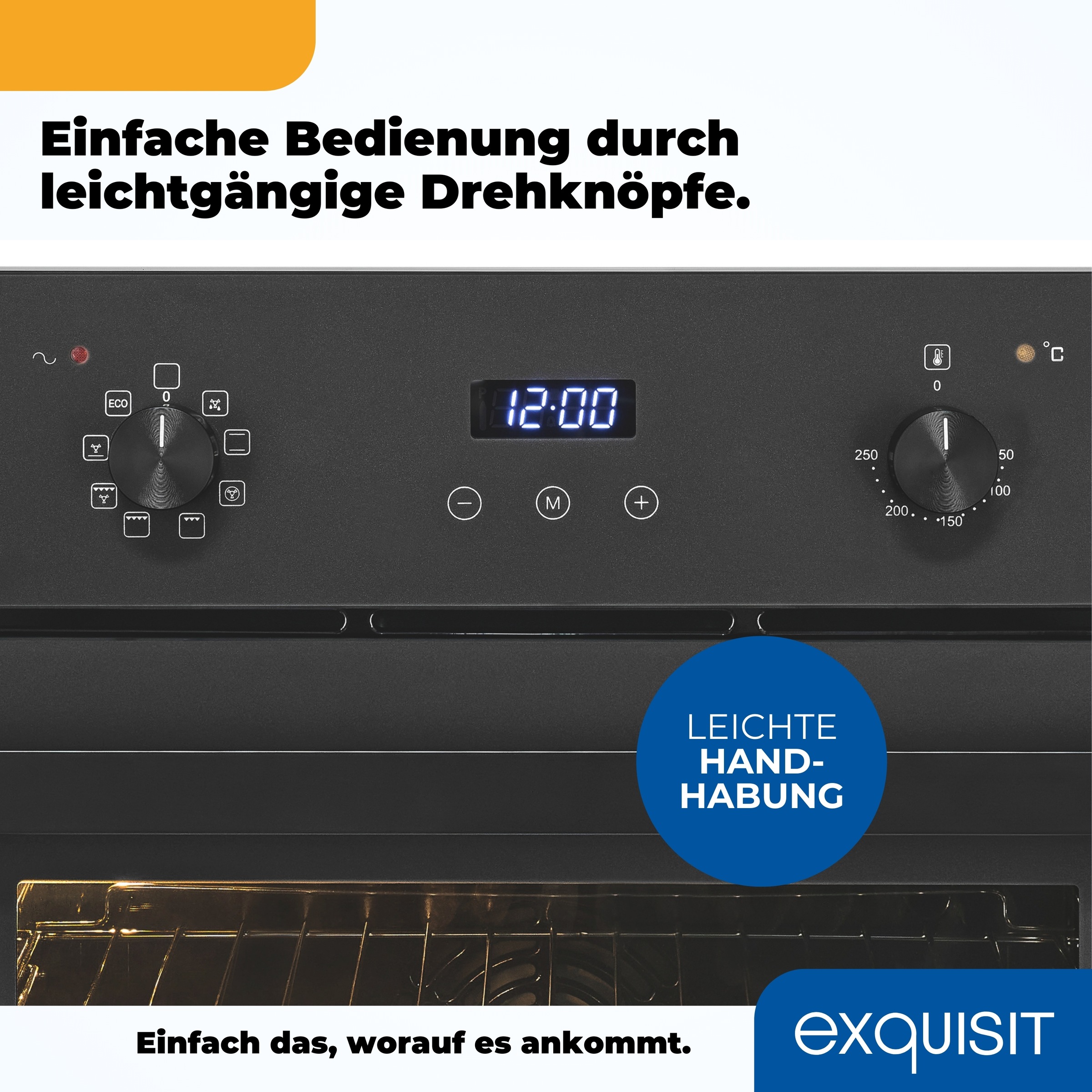 exquisit Einbaubackofen »EBE367-H-120 mattschwarz«