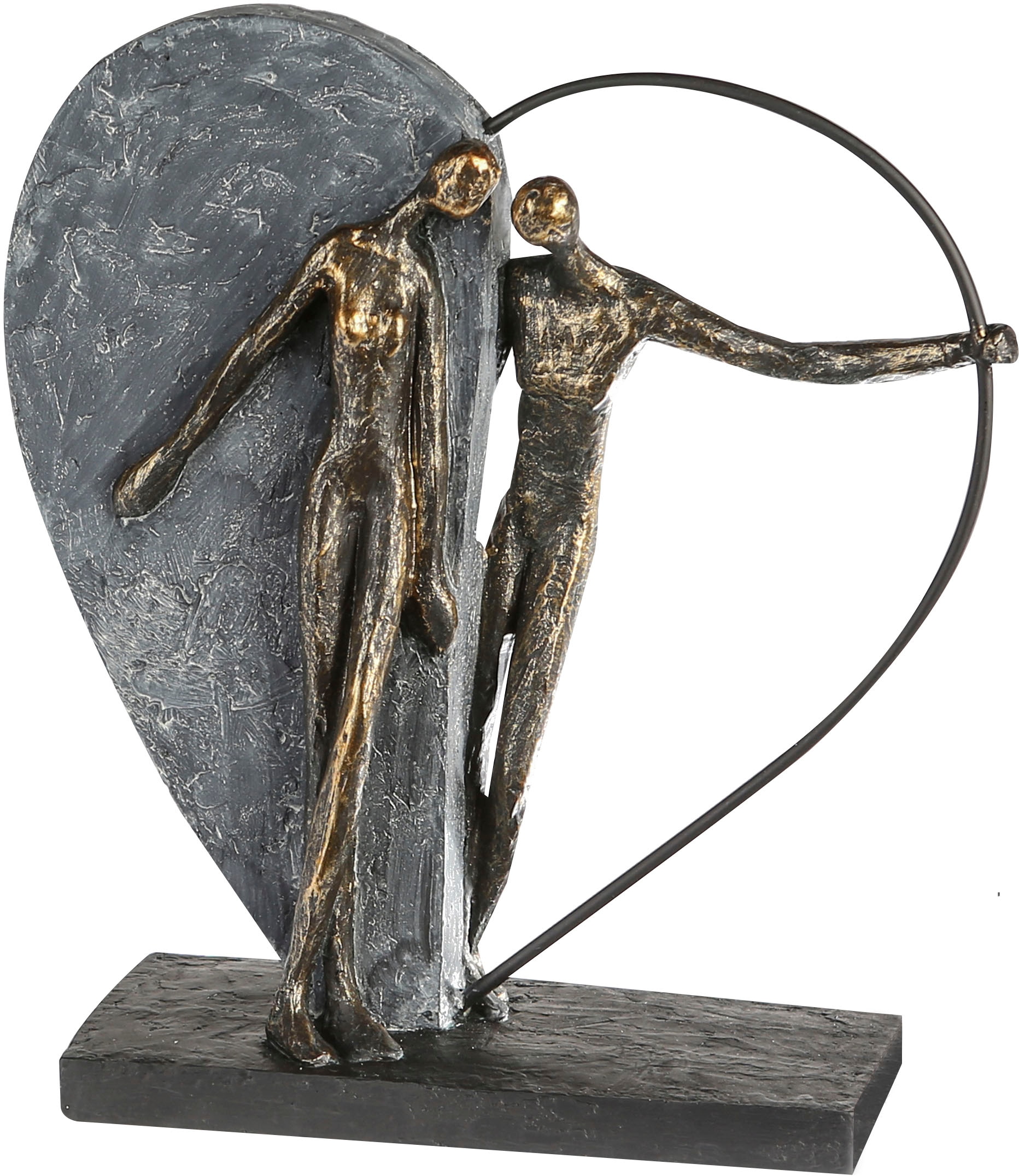 Casablanca by Gilde Dekofigur "Skulptur Heartbeat, bronze/grau", Dekoobjekt, Höhe 31 cm, Herz Form, Wohnzimmer