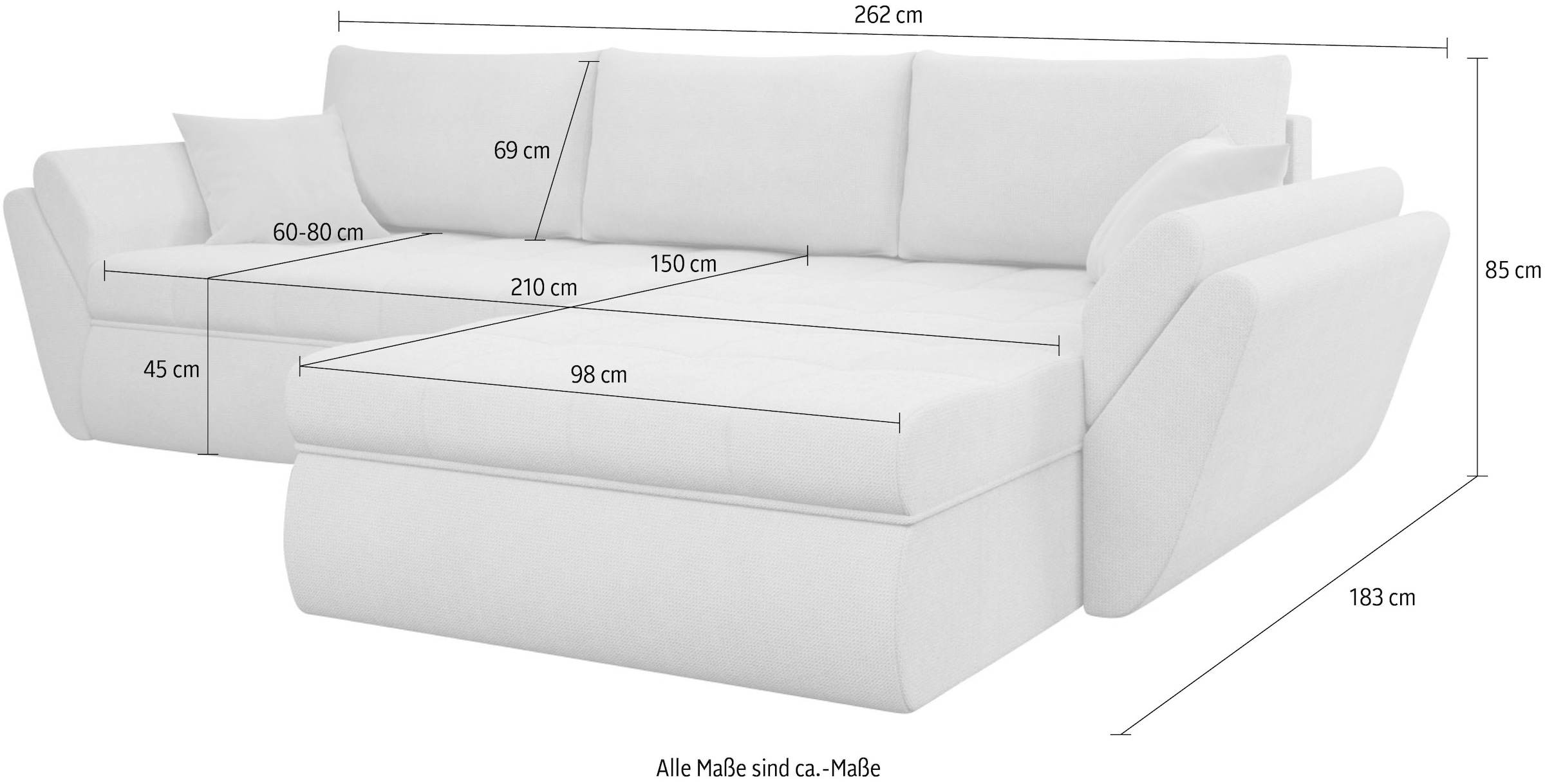 INOSIGN Ecksofa »Iolani«, mit Bettfunktion und Bettkasten