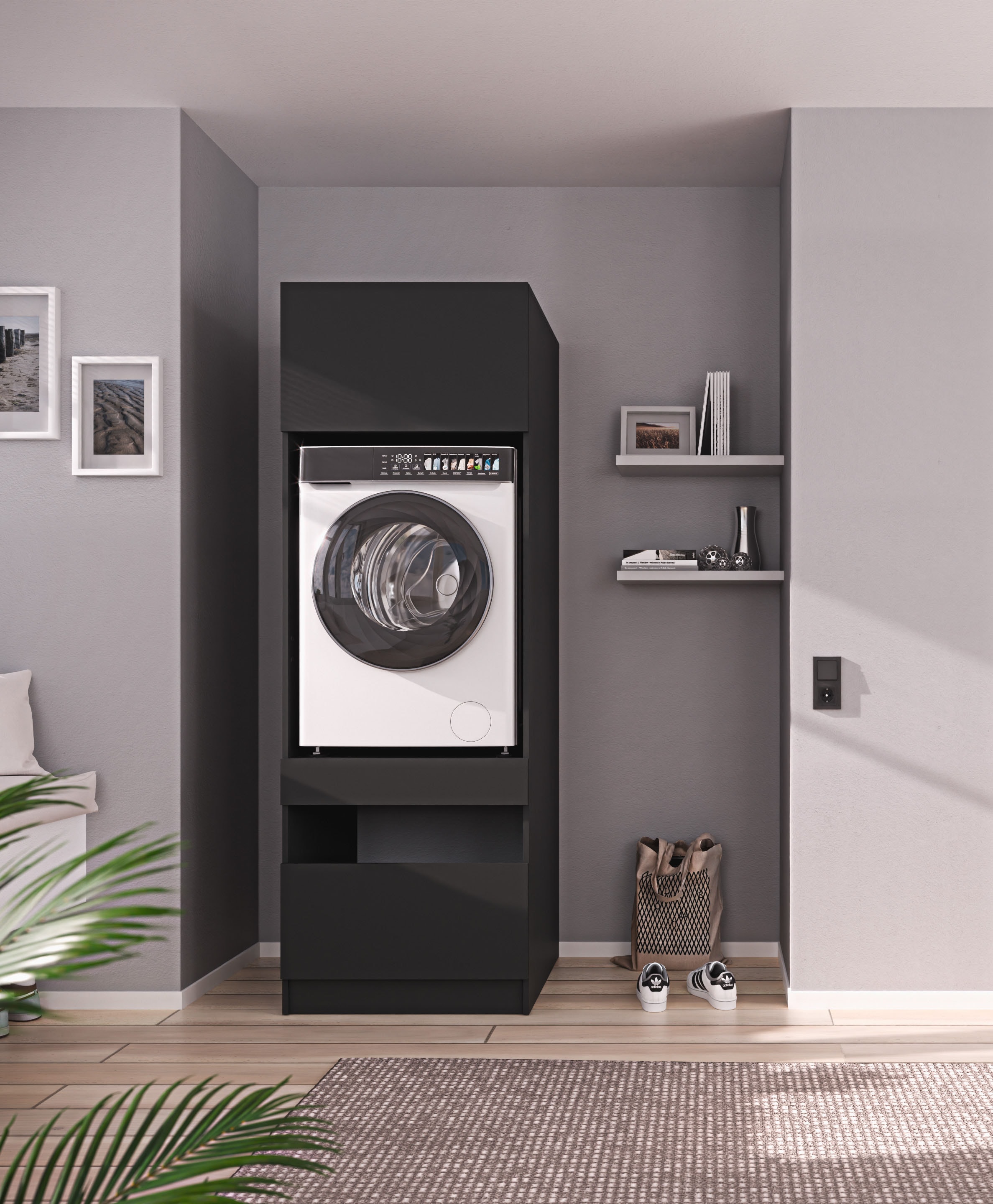 BASIC by Balculina Waschmaschinenumbauschrank »Washhome B/T/H 68x200x68 cm« 1 Stk. tlg. Breite 68cm, ausziebarer Tablerboden