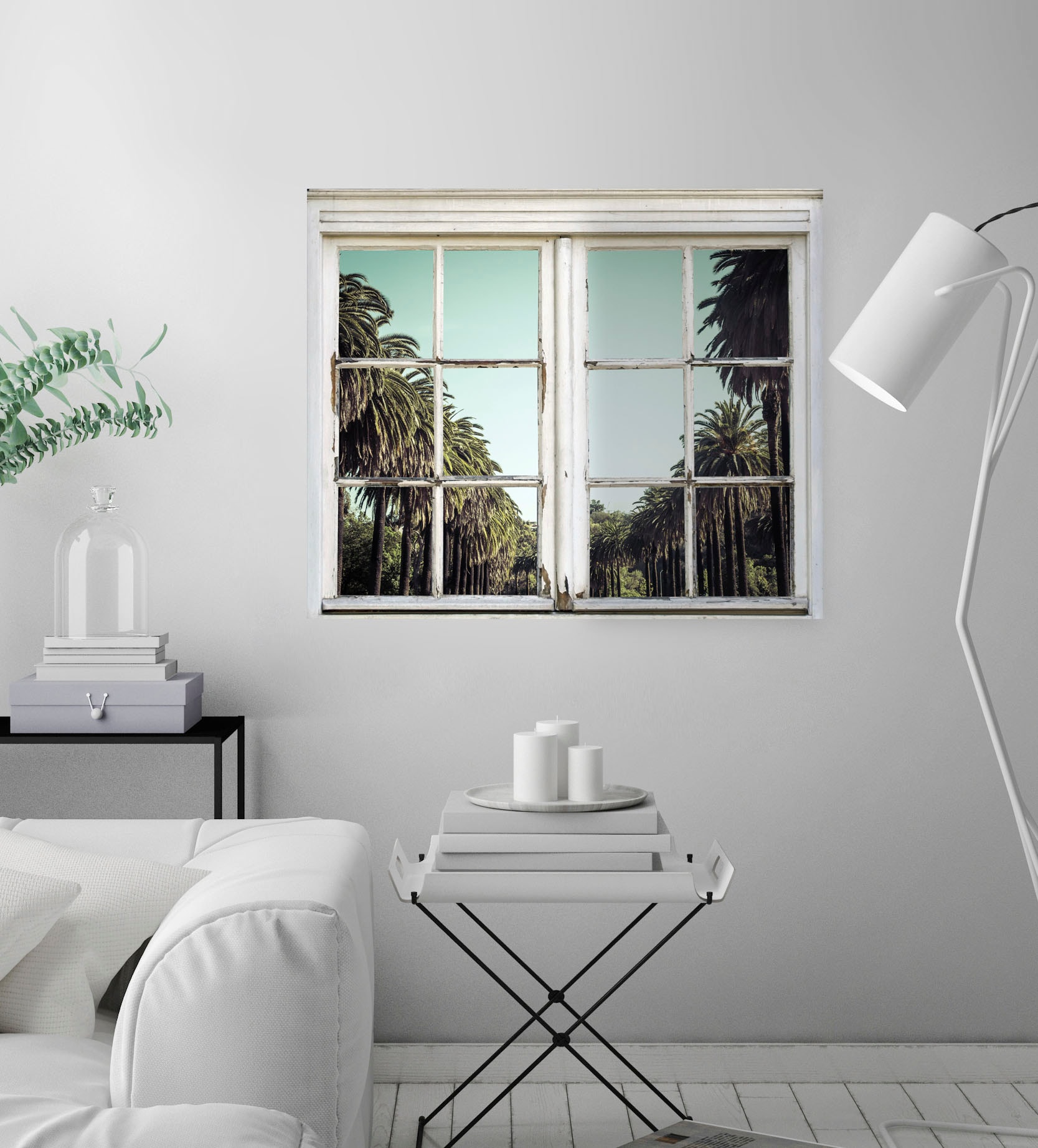 queence Wandsticker »Palmenallee«, Wandsticker, Wandbild, selbstklebend, 3D, Fenster