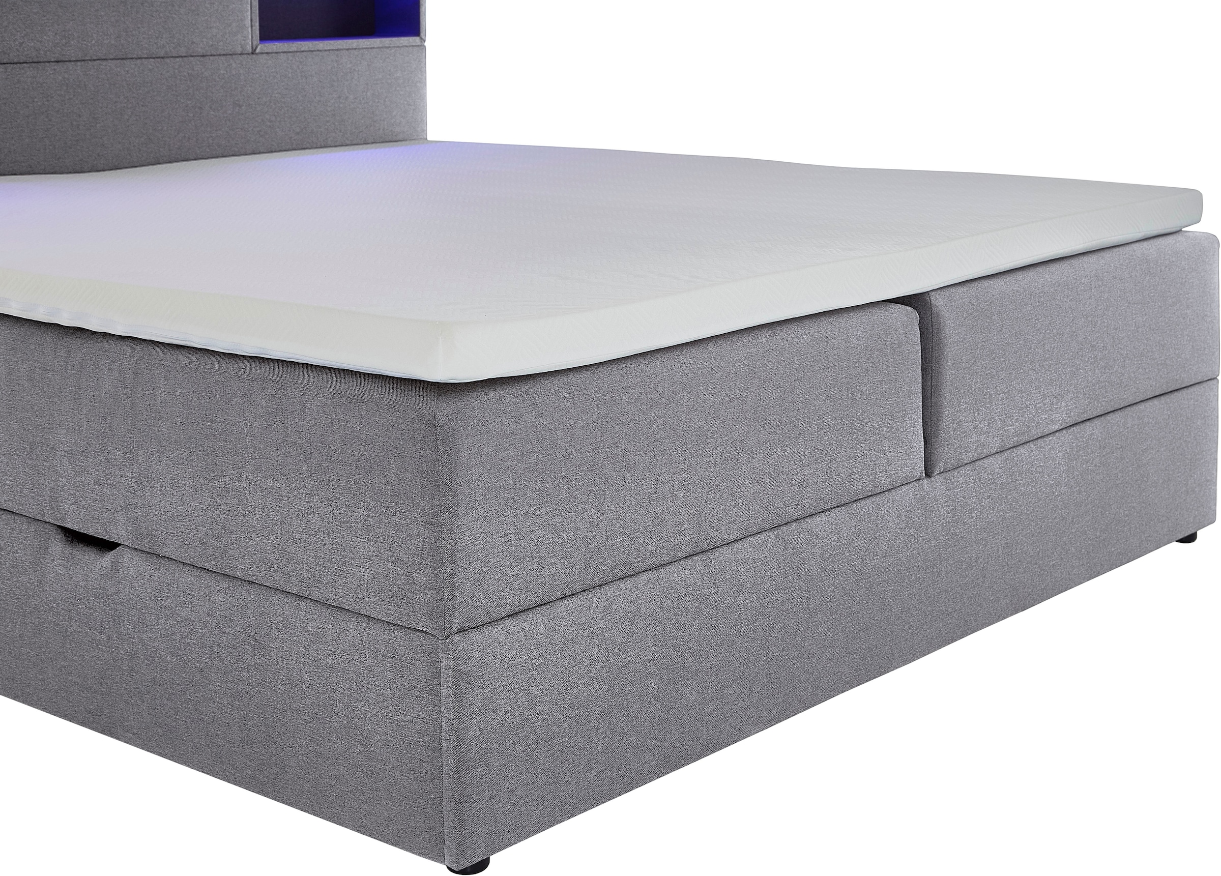 meise.möbel Boxspringbett »Caja mit Bettkasten und Topper«, mit LED ausgestattetes Ablagefach im Kopfteil