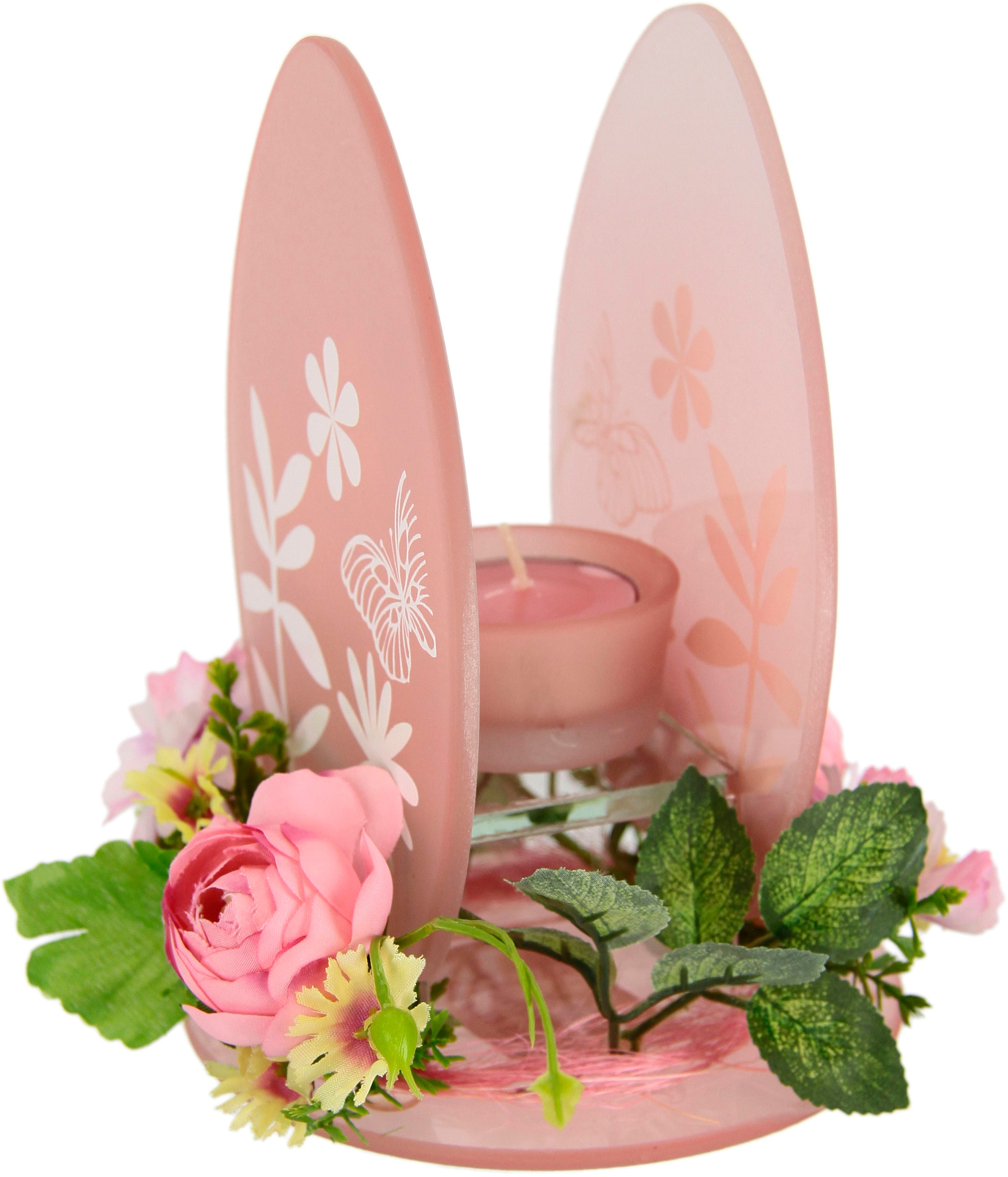 Kerzenleuchter Osterhase »Ei«, 2er Windlicht Set BAUR Teelichthalter Frühlingskranz | Holz 3D bestellen Glas I.GE.A.