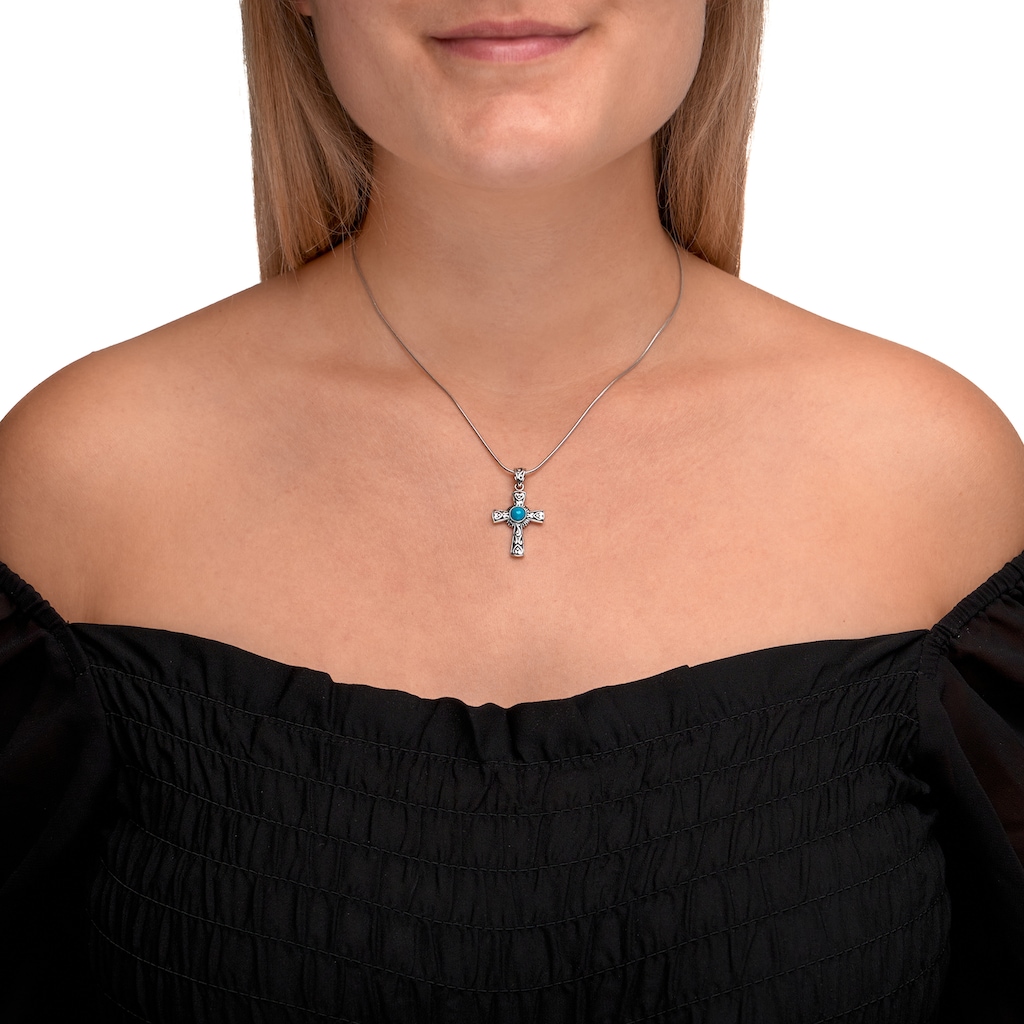 Zeeme Kette mit Anhänger »925/- Sterling Silber oxidiert Türkis«