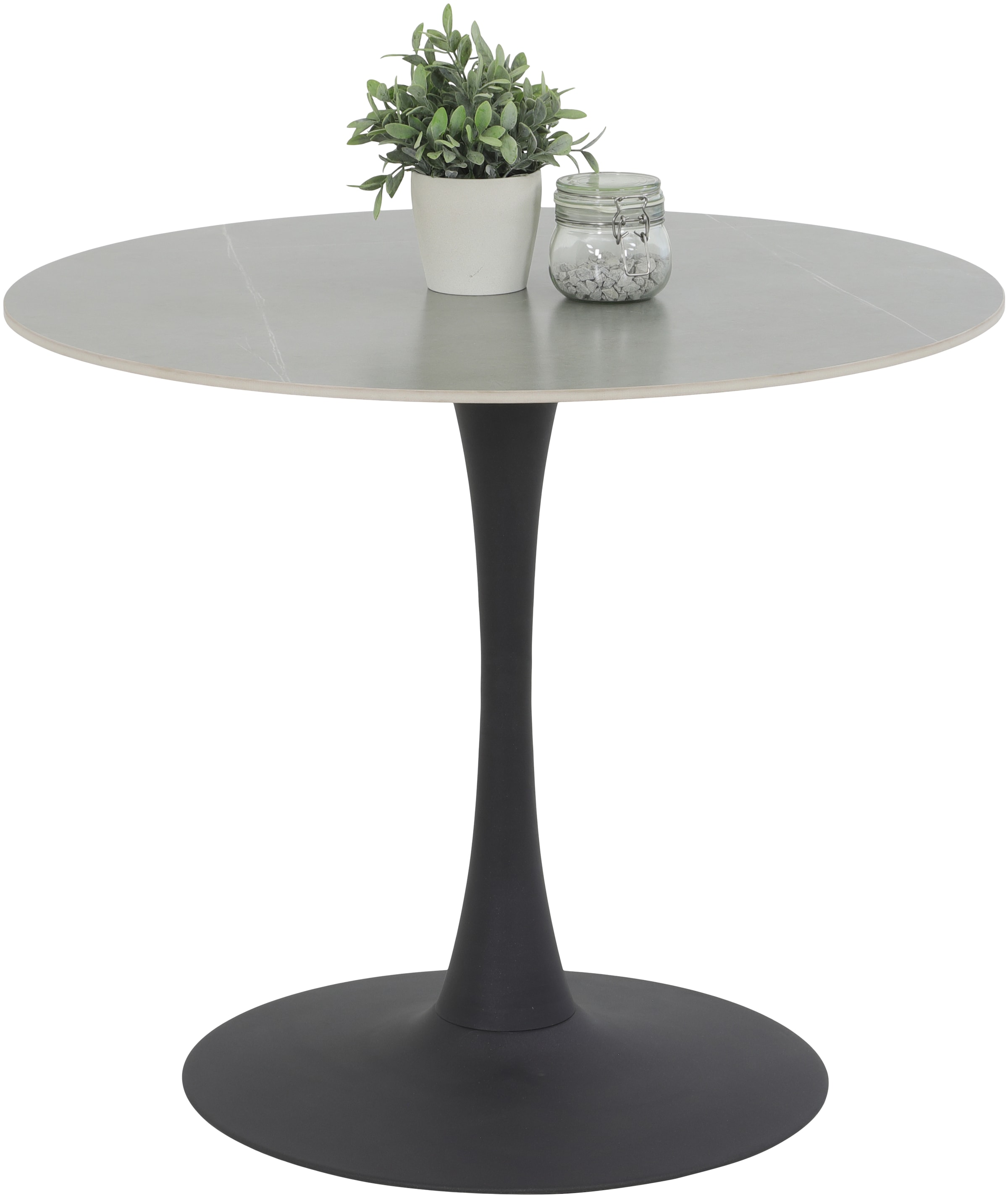 HELA Essgruppe »MOSEL«, (3 tlg.), Tisch 90x75 cm, Platte rund, gesinterter Stein, Armlehnenstuhl