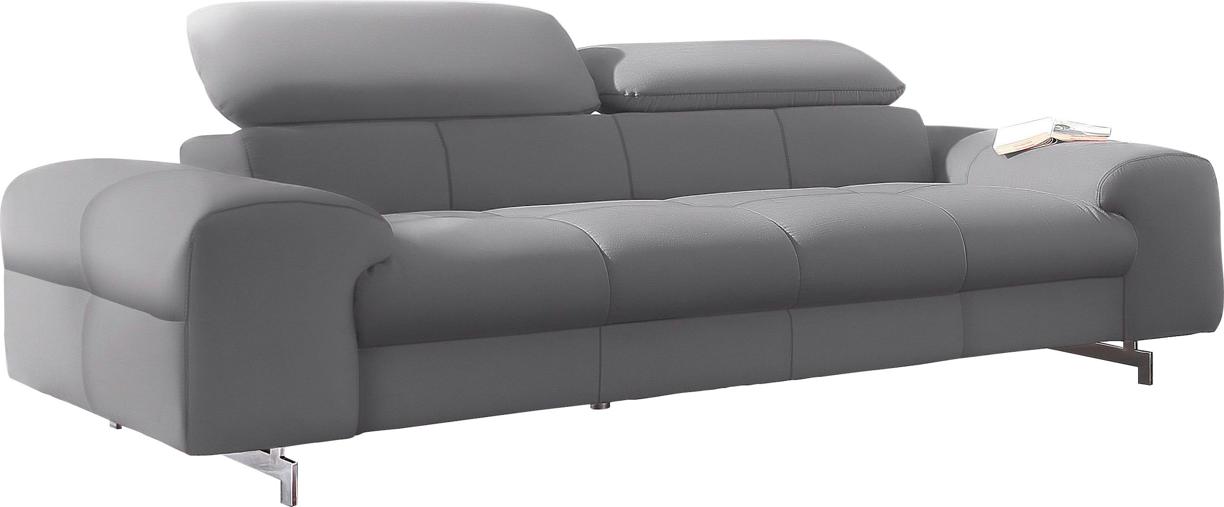 COTTA 3-Sitzer "Chef" Big-Sofa mit Kopfteilverstellung, edle Metallkufen