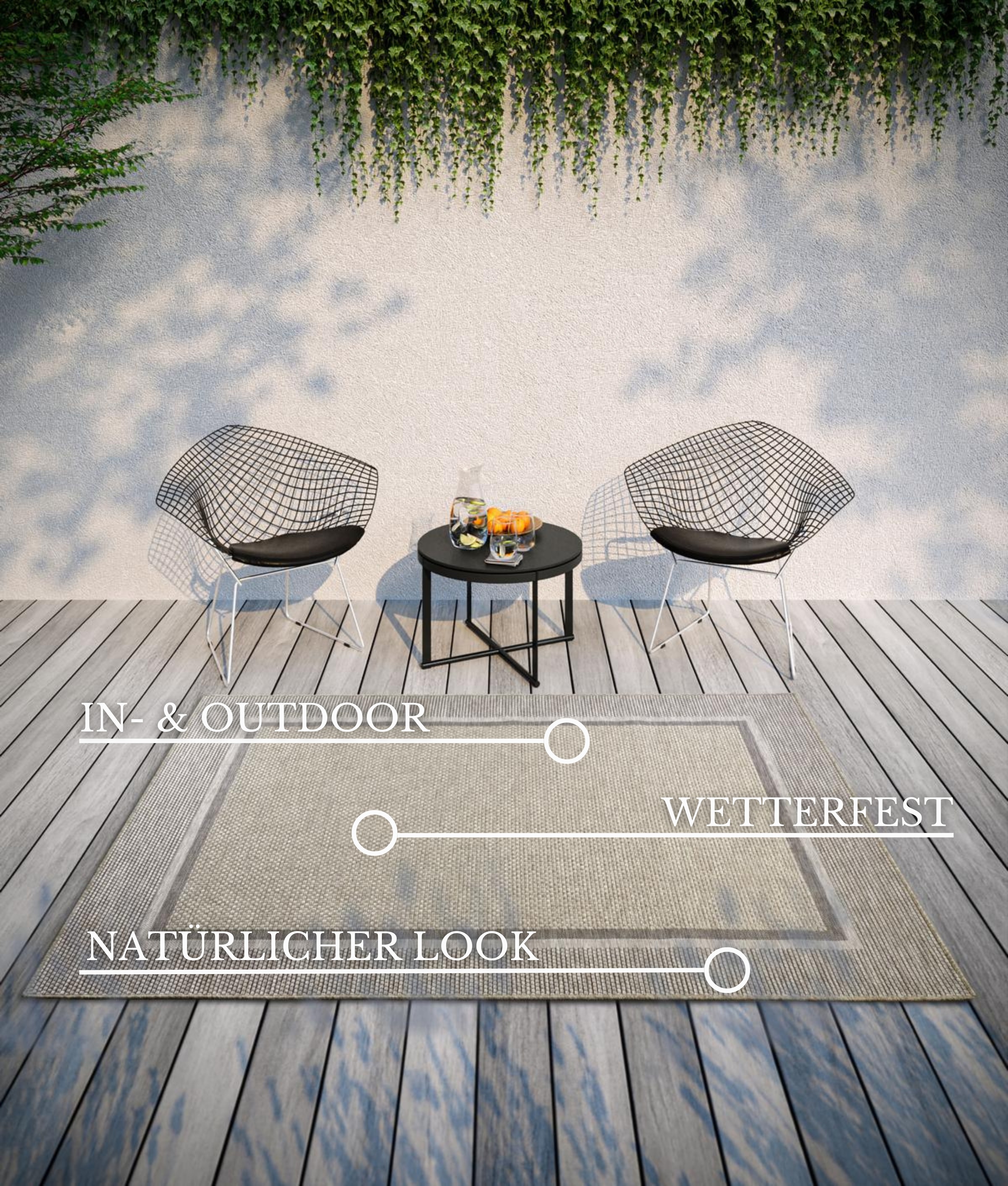 Villeroy & Boch Teppich »Luitwin«, rechteckig, 8 mm Höhe, In-& Outdoor, Flachgewebe, wetterfest, Terrasse, Balkon, natur, modern