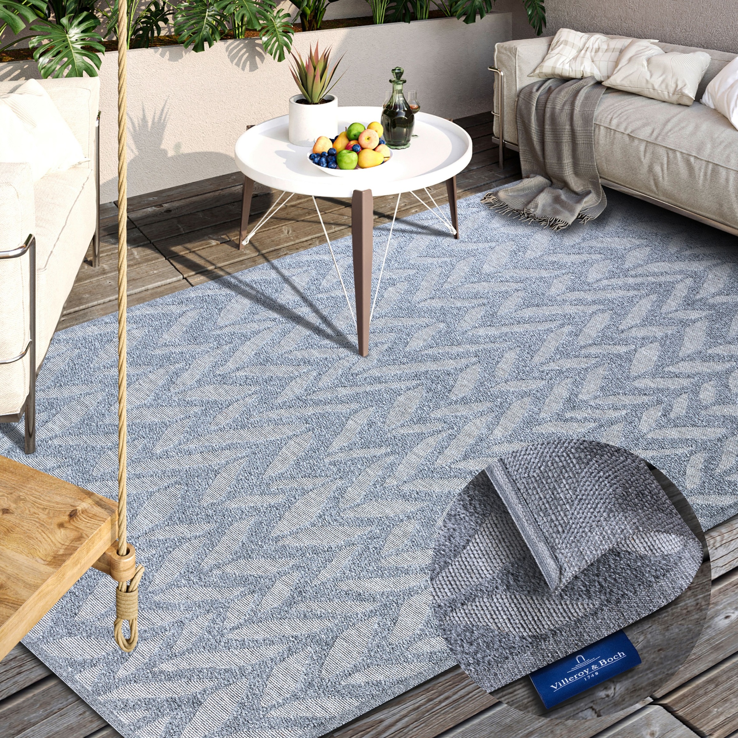 Villeroy & Boch Outdoorteppich »Georgette«, rechteckig, 4 mm Höhe, In-& Outdoor, Flachgewebe, wetterfest, Terrasse, Balkon, modern, Trend