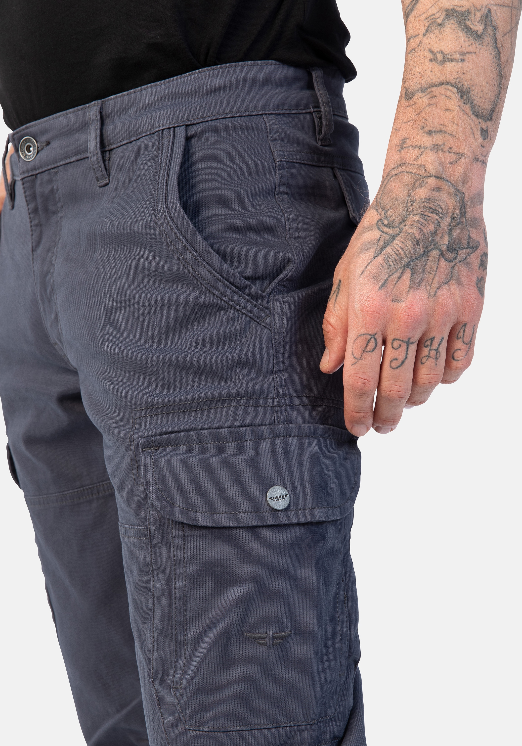 HERO by John Medoox Cargohose »Cargohose Kingston Hero by John Medoox«, Caro Outdoorhose Casual Denim für Herren