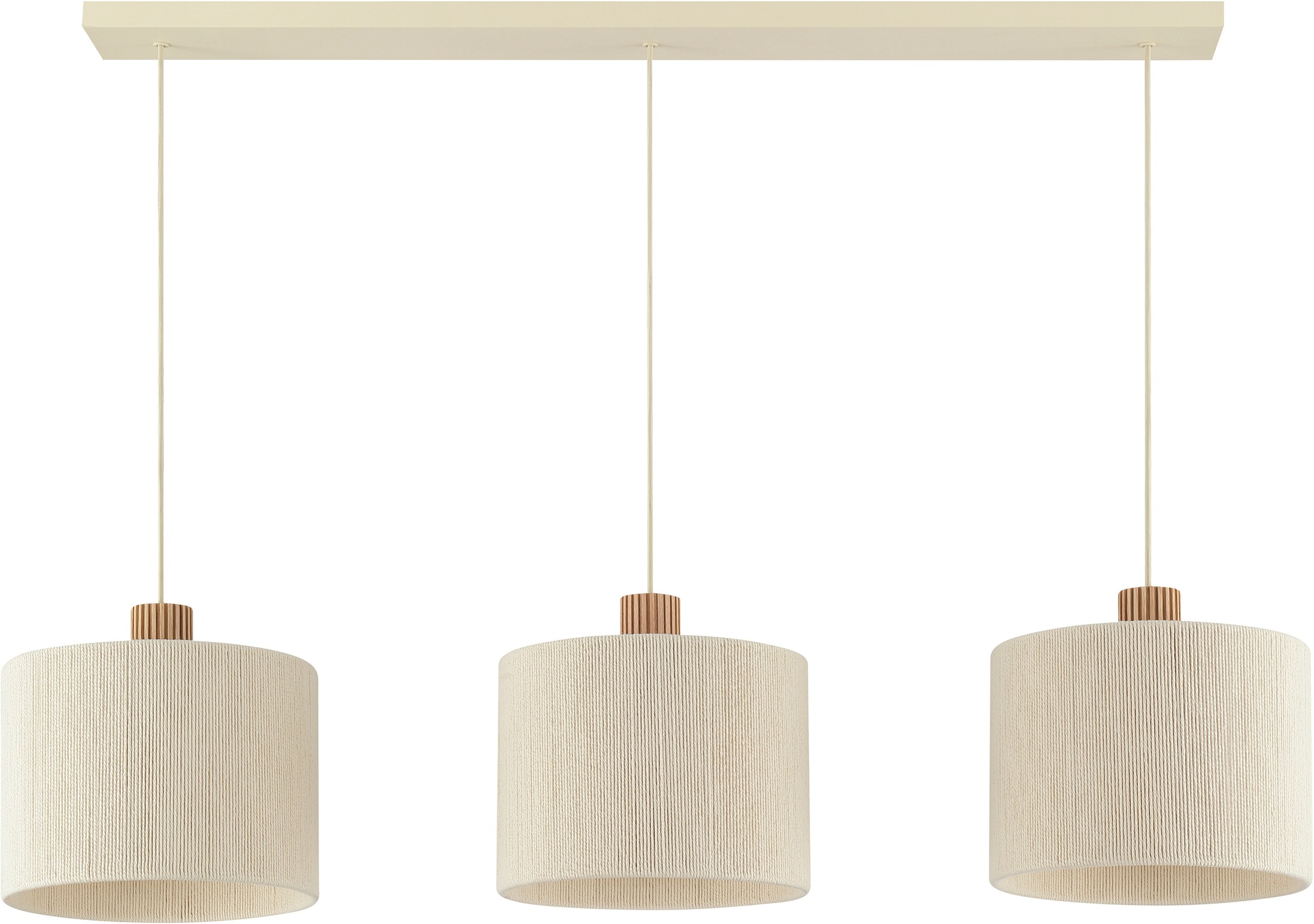 Brilliant Pendelleuchte »Arlo« E27 1 Stk. 3x E27 Fassung, 120 x 28 x 150 cm, kürzbar, Metall/Holz/Textil, beige