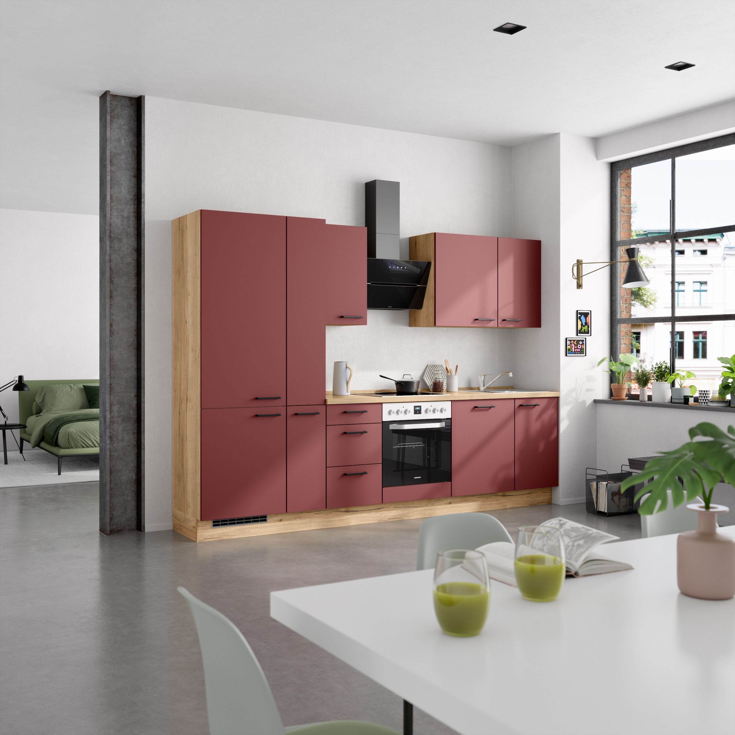 nobilia® Küchenzeile »"Easytouch II", NEU: individuell anpassbar mit gratis Profi-Beratung« vormontiert, Breite 300 cm, Ausrichtung wählbar, wahlw. mit E-Geräten