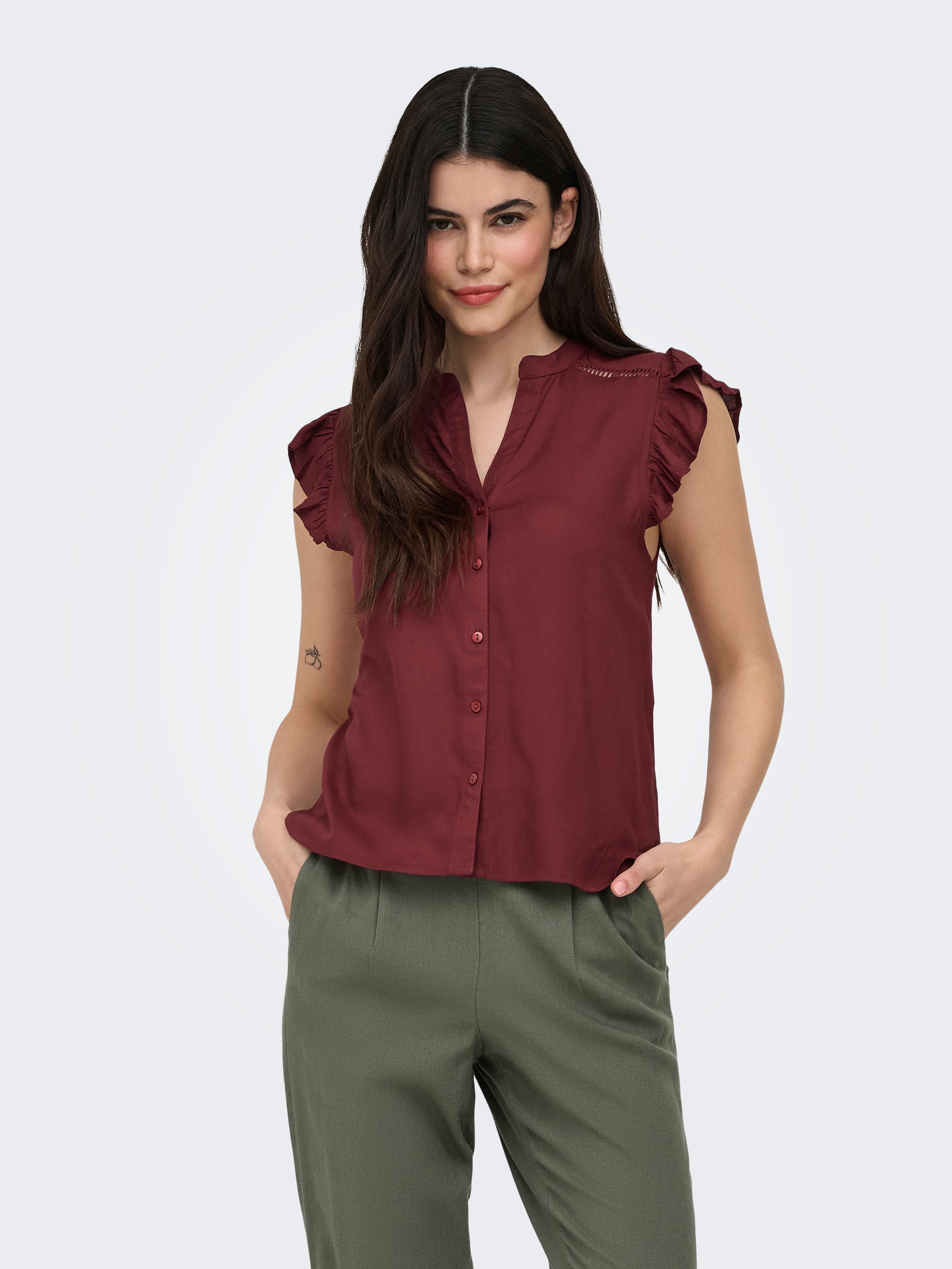 ONLY Kurzarmbluse »ONLROSELLA LIFE CAPSLEEVE SHIRT WVN NOOS« Viskose, regular fit