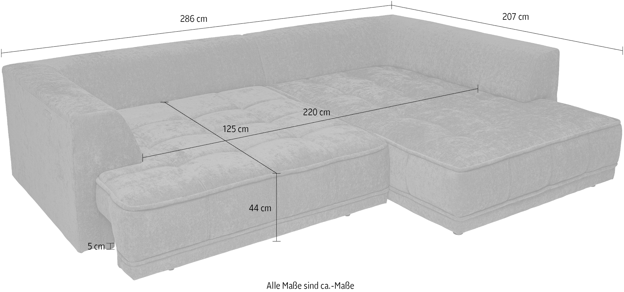 WERK2 Ecksofa »Tiga, Komfortsofa mit elekt. Auszugsfunktion, bequem, L-Form« Pure Wohlfühlgarantie: Ausziehbare Sitztiefe, XXL-Ottomane & Kissen.