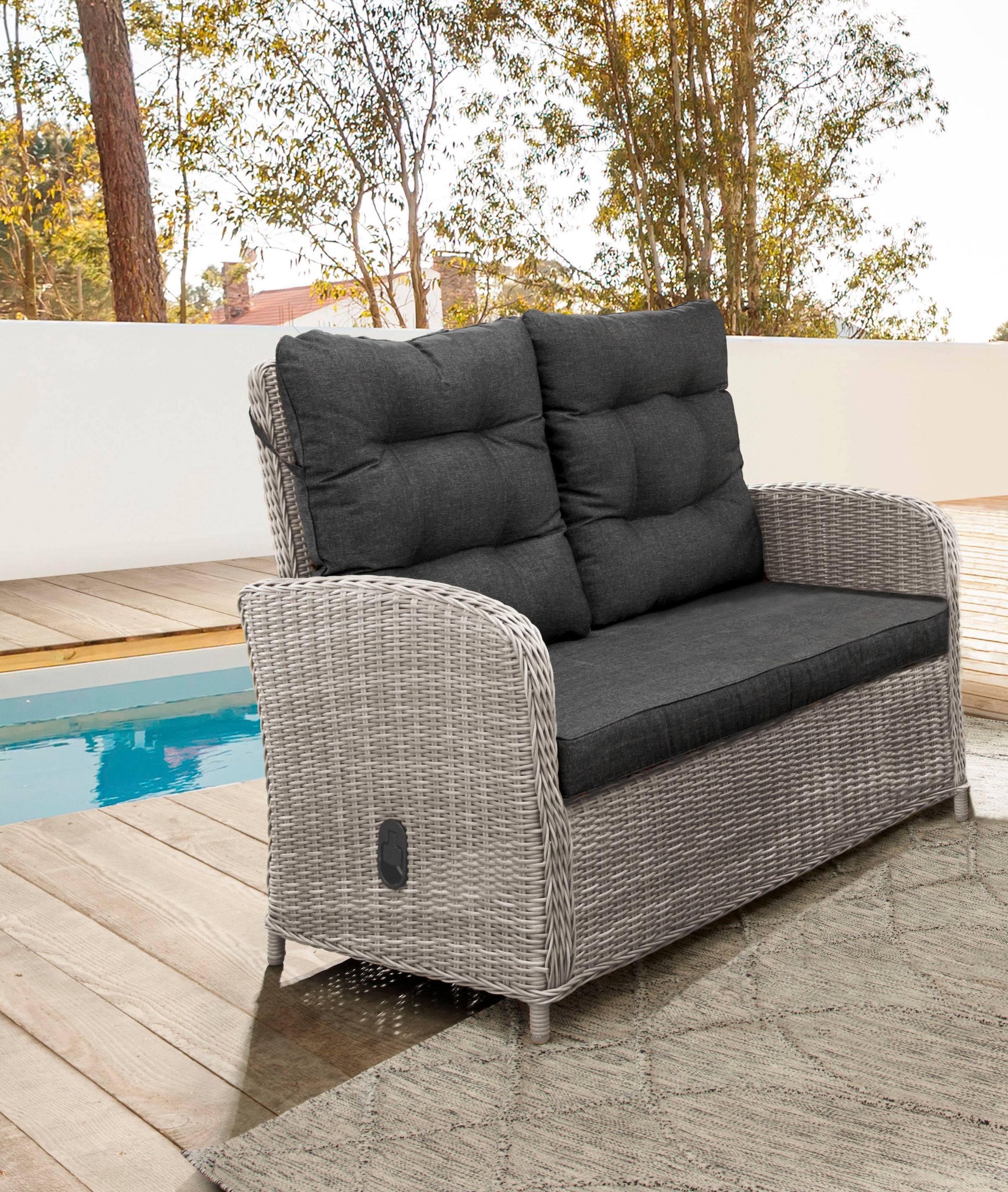 Destiny Loungesofa »MERANO II«, (1x 2er Sofa, inkl. Auflagen), Aluminium, Polyrattan, Rückenlehne stufenlos verstellbar