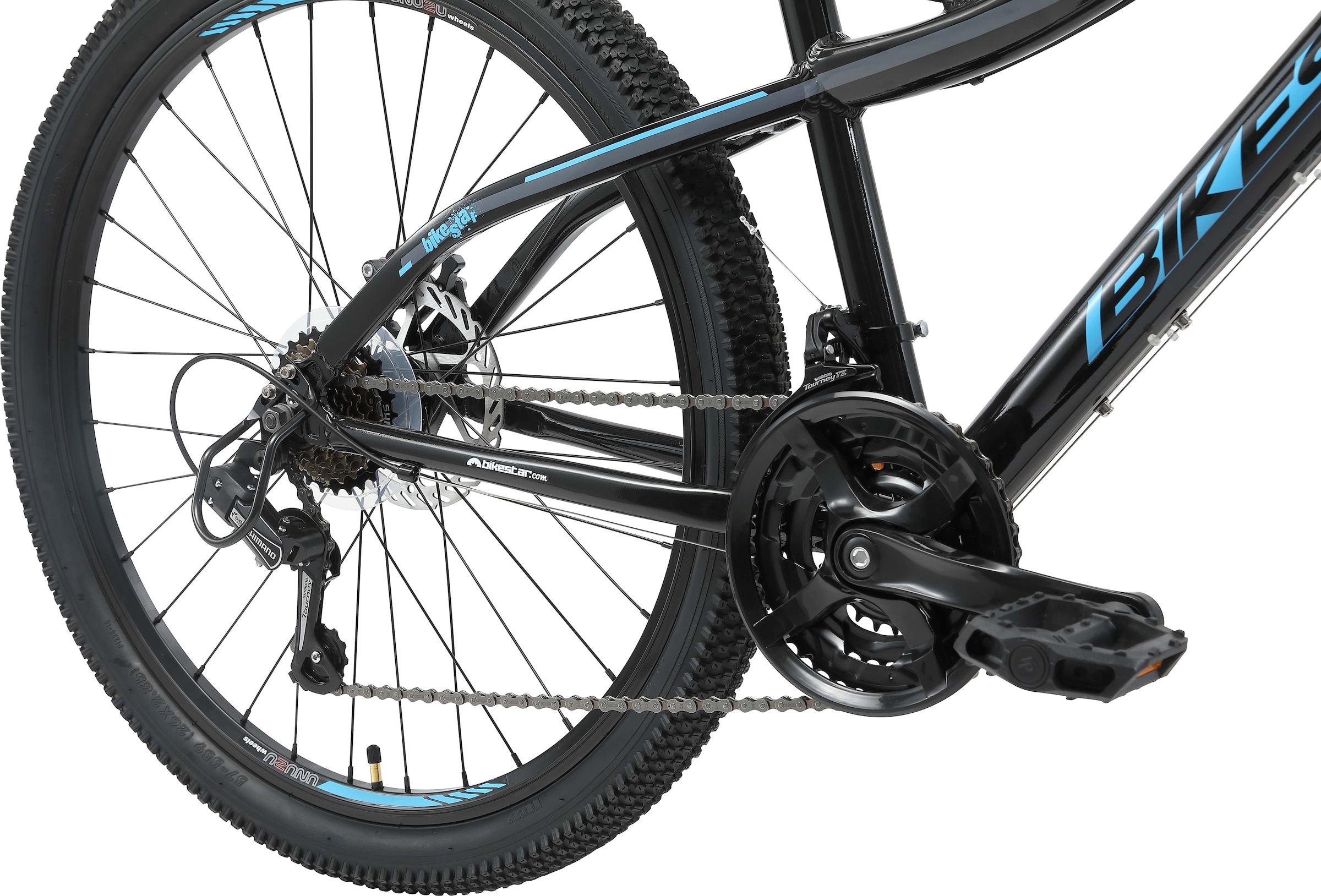 Bikestar Mountainbike, 21 Gang, Shimano, RD-TY300 Schaltwerk, Kettenschaltung, für Damen und Herren, Kettenschaltung