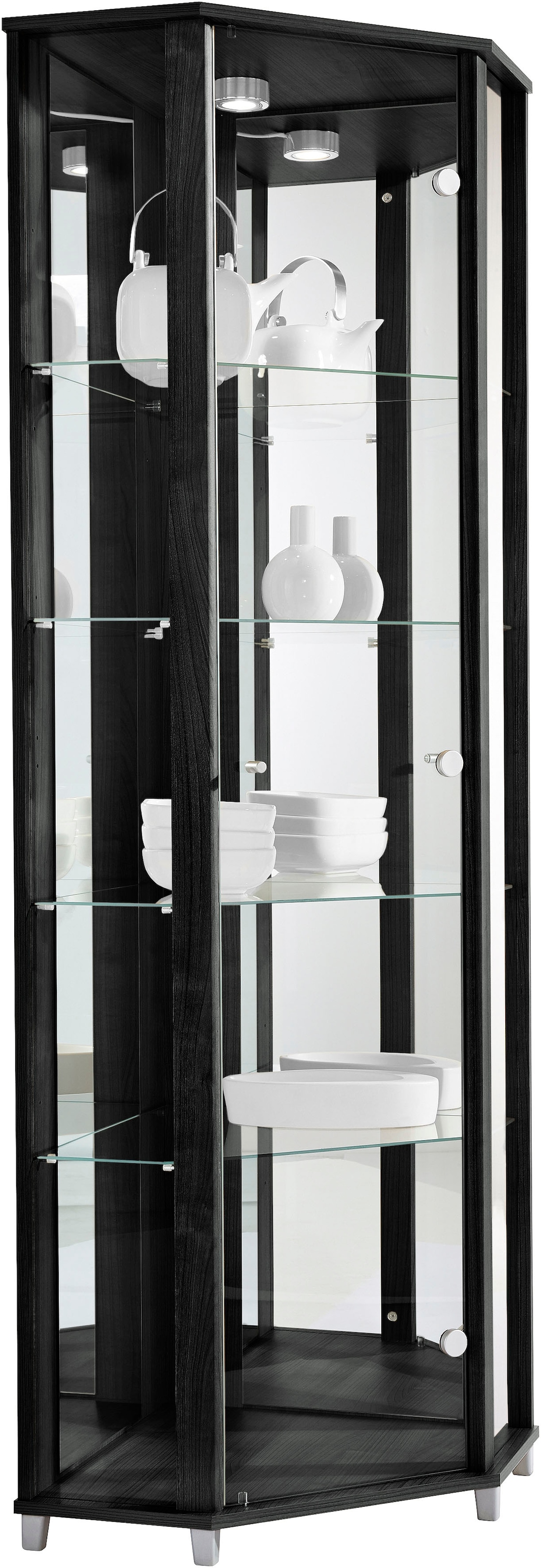 fif möbel Eckvitrine »TRIO Höhe ca. 172 cm, ink. Beleuchtung«, Eckvitrine/Glasvitrine 1x Glastür, perfekt für Sammler, Sammlervitrine