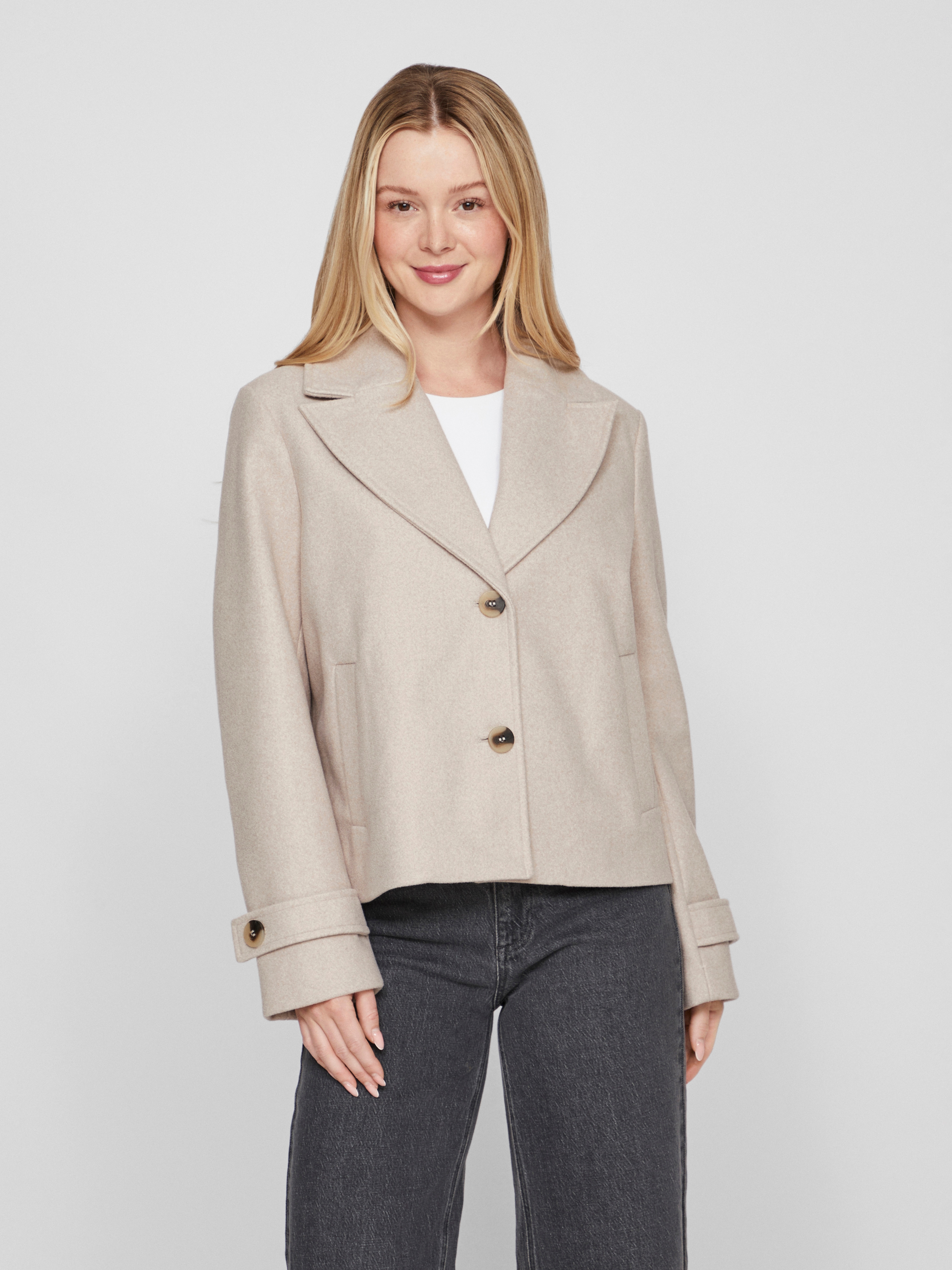 Vila Kurzjacke "VISOLO L/S SHORT JACKET/TES/2" Kunstfaser, regular fit