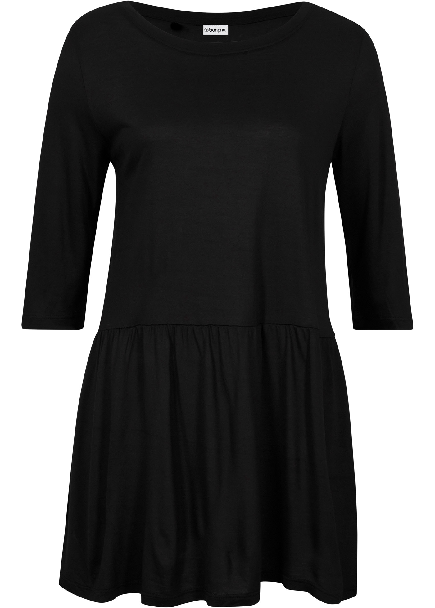 bonprix Longshirt bequeme A-Linien-Passform mit angesetztem Volant, 3/4-Ärmel,