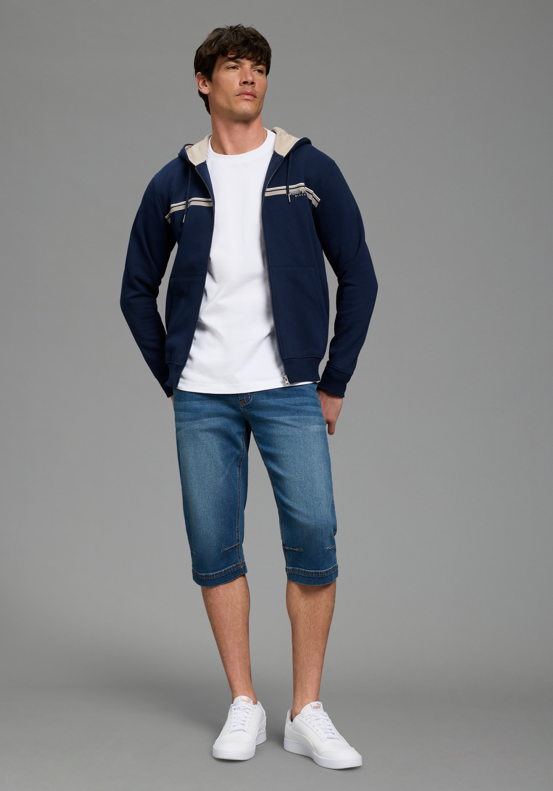 Bruno Banani Jeansbermudas Straight-Fit, normale Leibhöhe, aus elastischem Denim-Material