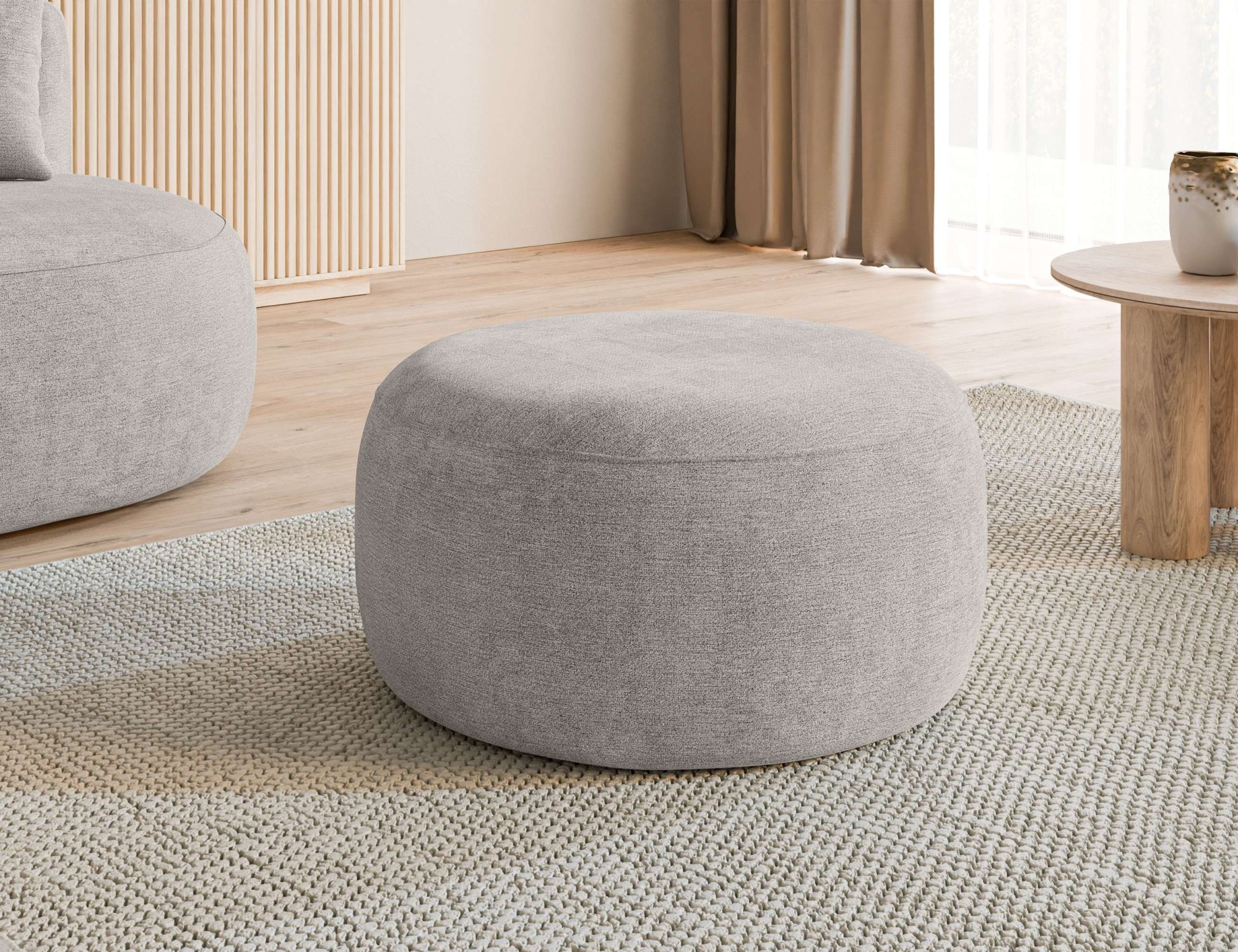 homsy by Ana Johnson Polsterhocker »PEBBLA Rundhocker, modernes Design, Bezug- Boucle oder Struktur« Durchmesser 70 cm, passend zum Sofa der Serie