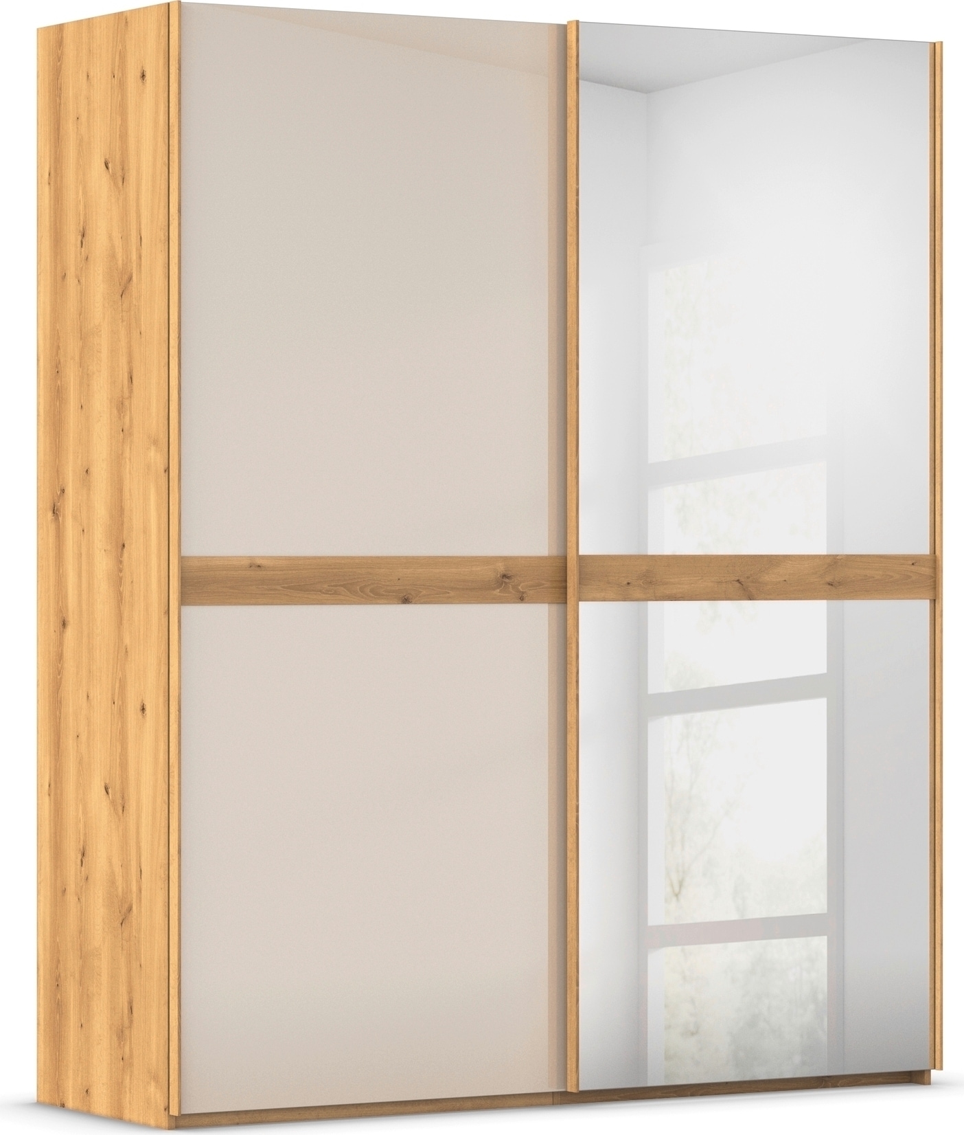 rauch Schwebetürenschrank "Kleiderschrank Schrank Garderobe Schlafzimmerschrank SCALE-LINE" edle Optik mit Bauchbinde mit Glas/Spiegel-Front MADE IN GERMANY