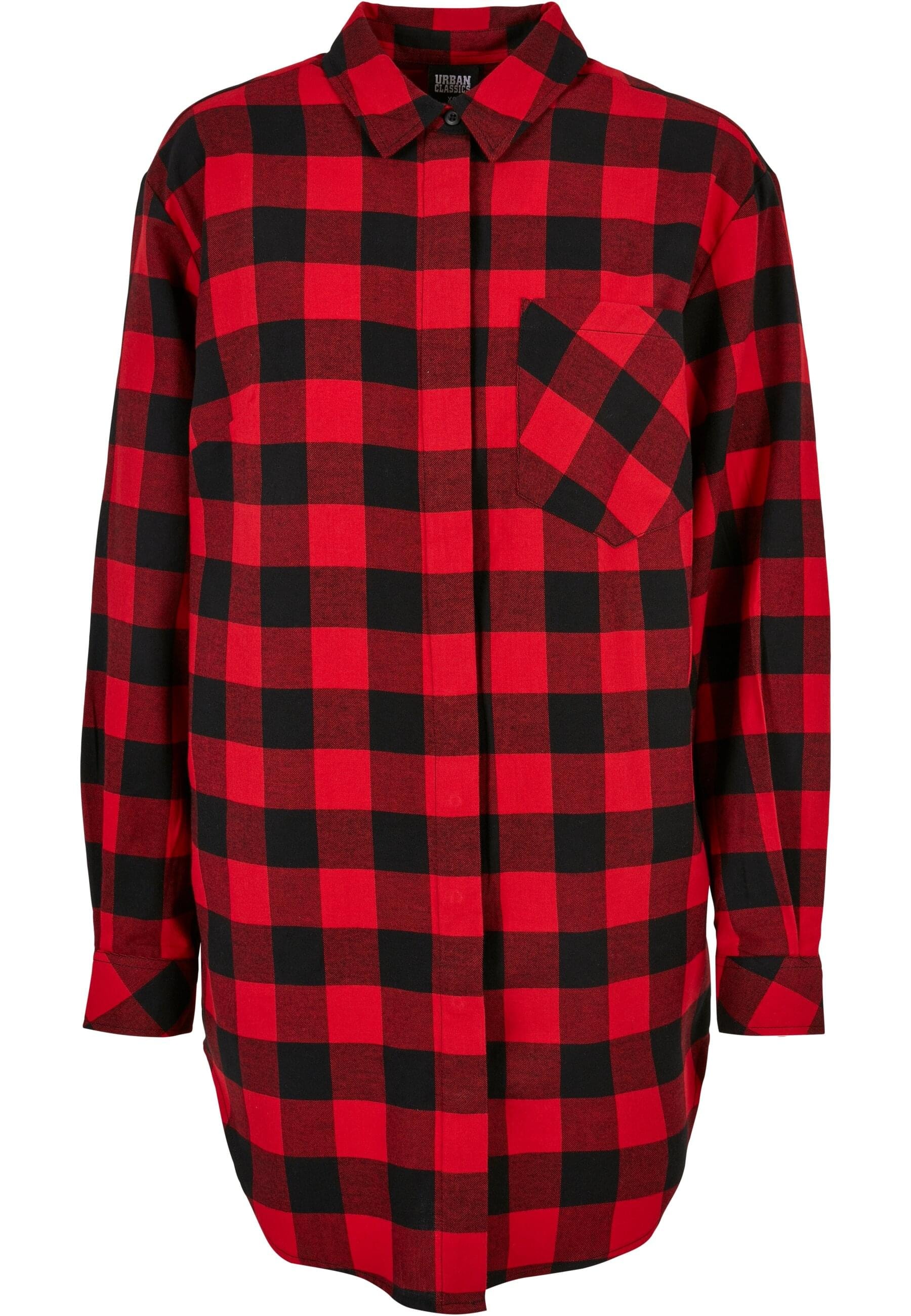 Shirtkleid »Urban Classics Damen Ladies Oversized Check Flannel Shirt Dress«, (1 tlg.)