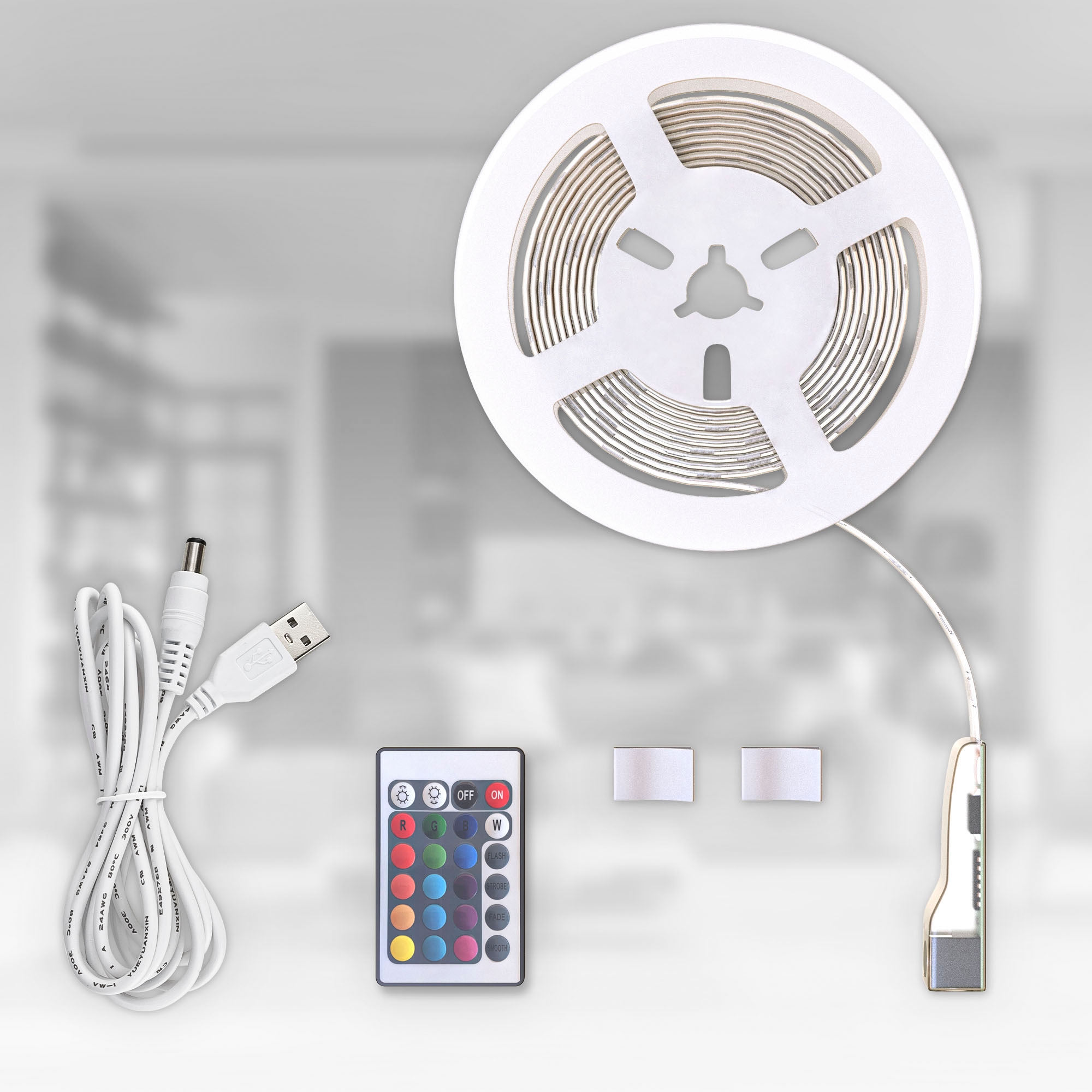 B.K.Licht LED-Streifen »USB LED Strip«, 90 St.-flammig, Lichtleiste, mit Fernbedienung, selbstklebend