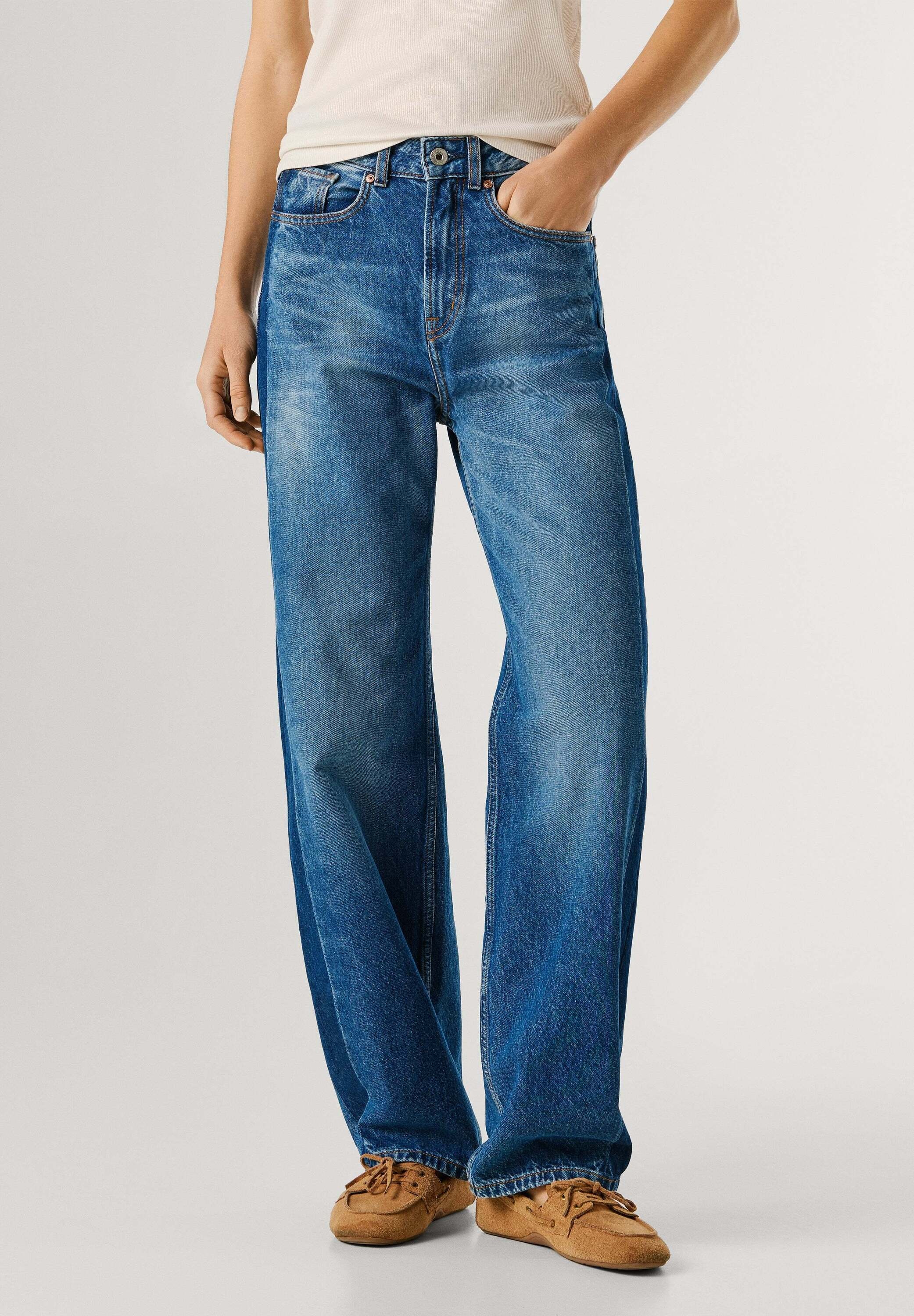 Pepe Jeans Straight-Jeans "trousers STRAIGHT HW EDEN WORKWEAR BLUE"