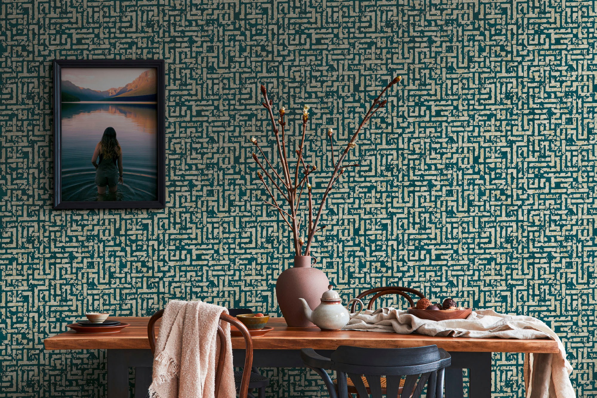 living walls Vliestapete »My Home My Spa«, geometrisch-grafisch-glänzend, Design Tapete Geometrisch Tapeten Wohnzimmer Schlafzimmer Küche Design