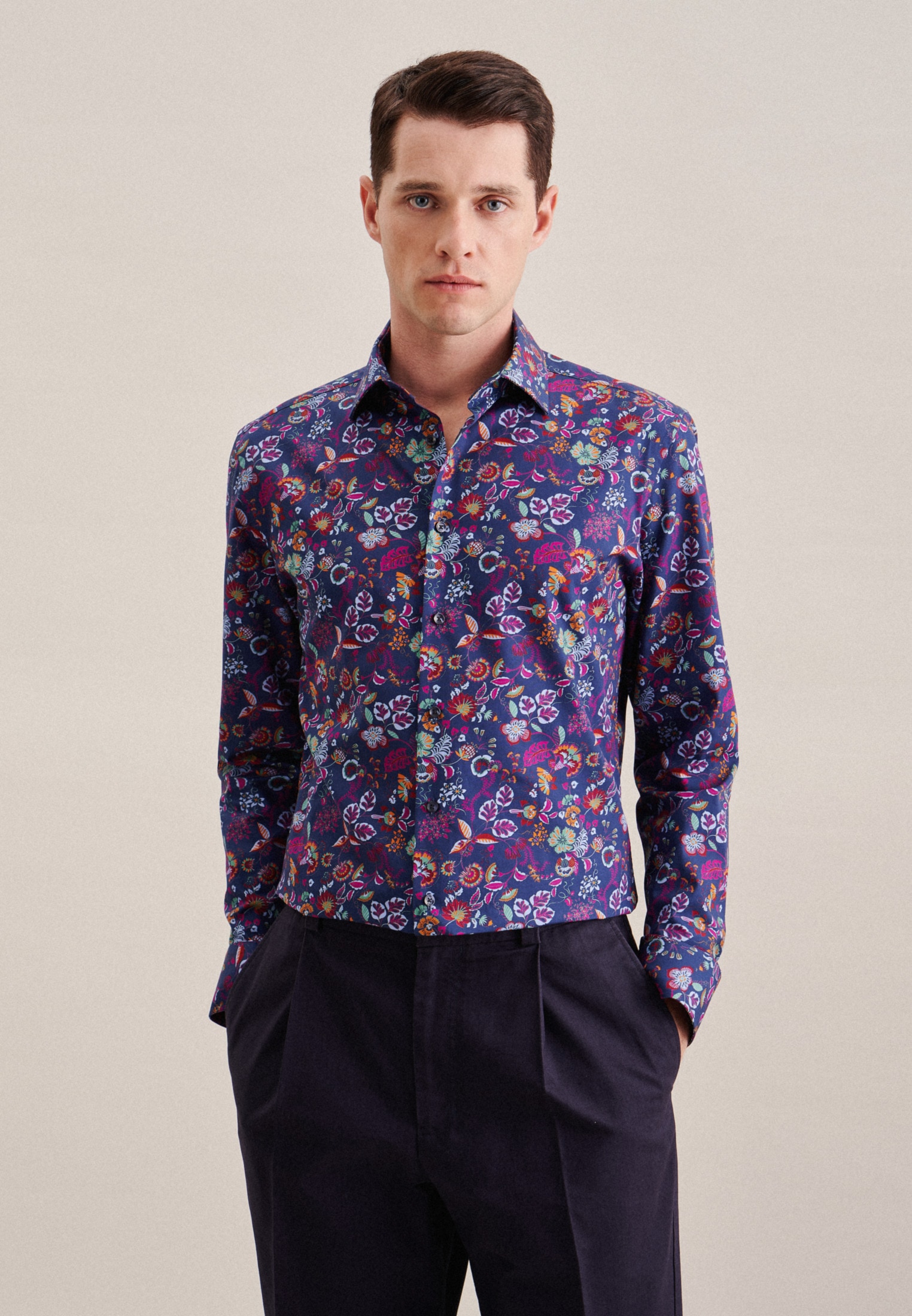 seidensticker Businesshemd "Slim", Slim Kentkragen Floral