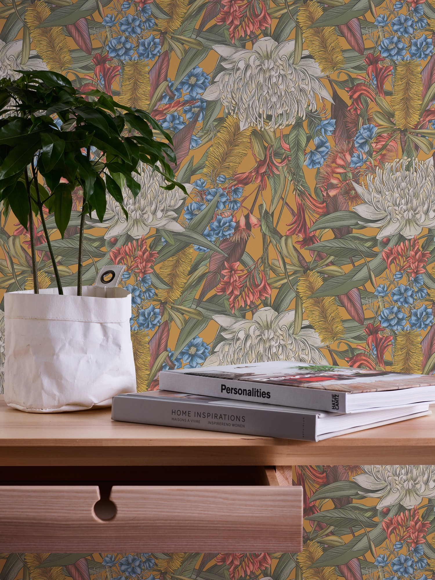 living walls Vliestapete »Drawn Into Nature Blumen-Tapete Mustertapete Pflanzen Natur«, matt, Vliestapete Blümchen für Schlafzimmer Küche Wohnzimmer Blumen Design