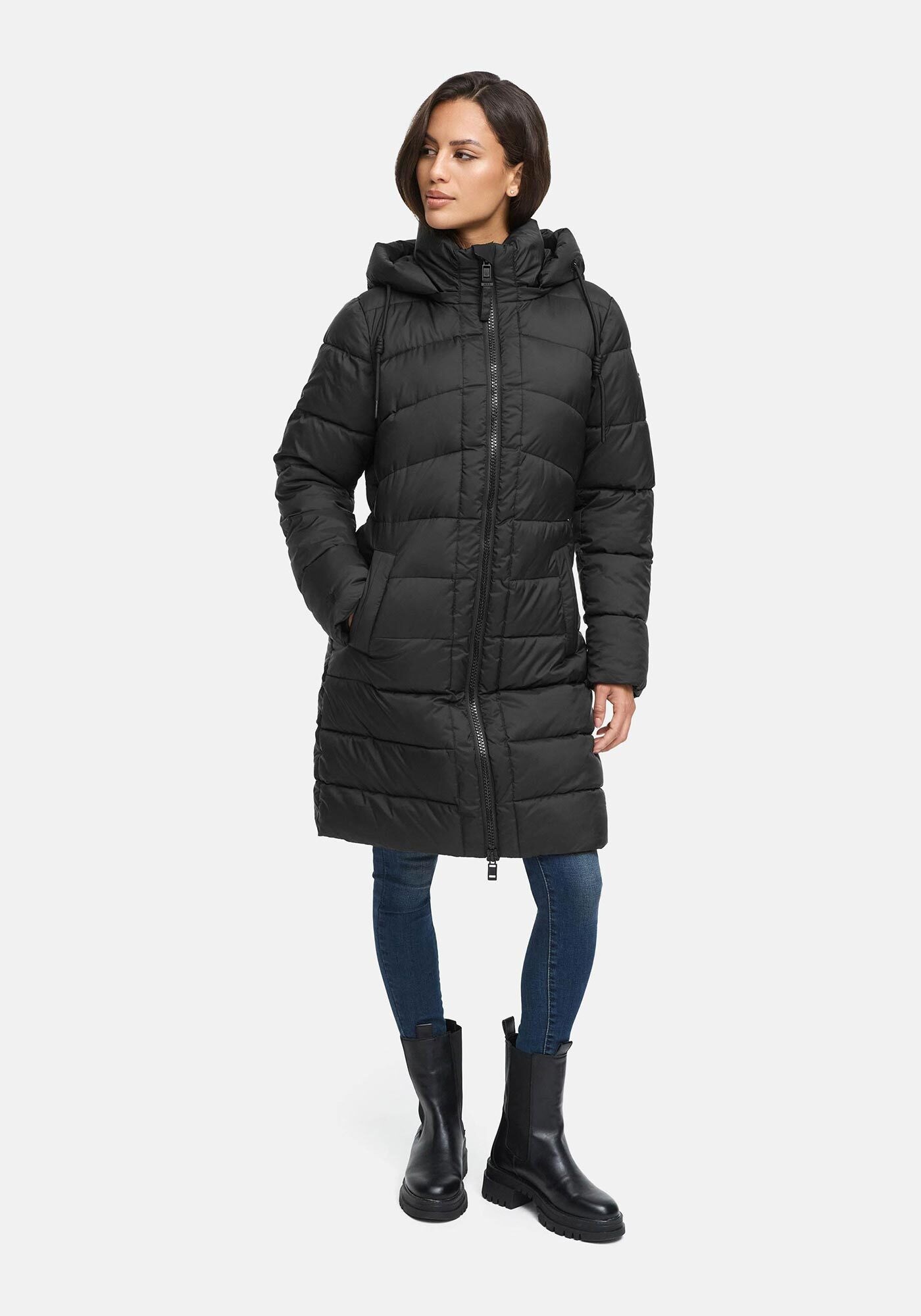 MARIKOO Damen Winterjacke "Kaltnäschen", schwarz, Gr. M, Obermaterial: 100% Polyester; Futter: 100% Polyester; Wattierung: 100% Polyester;