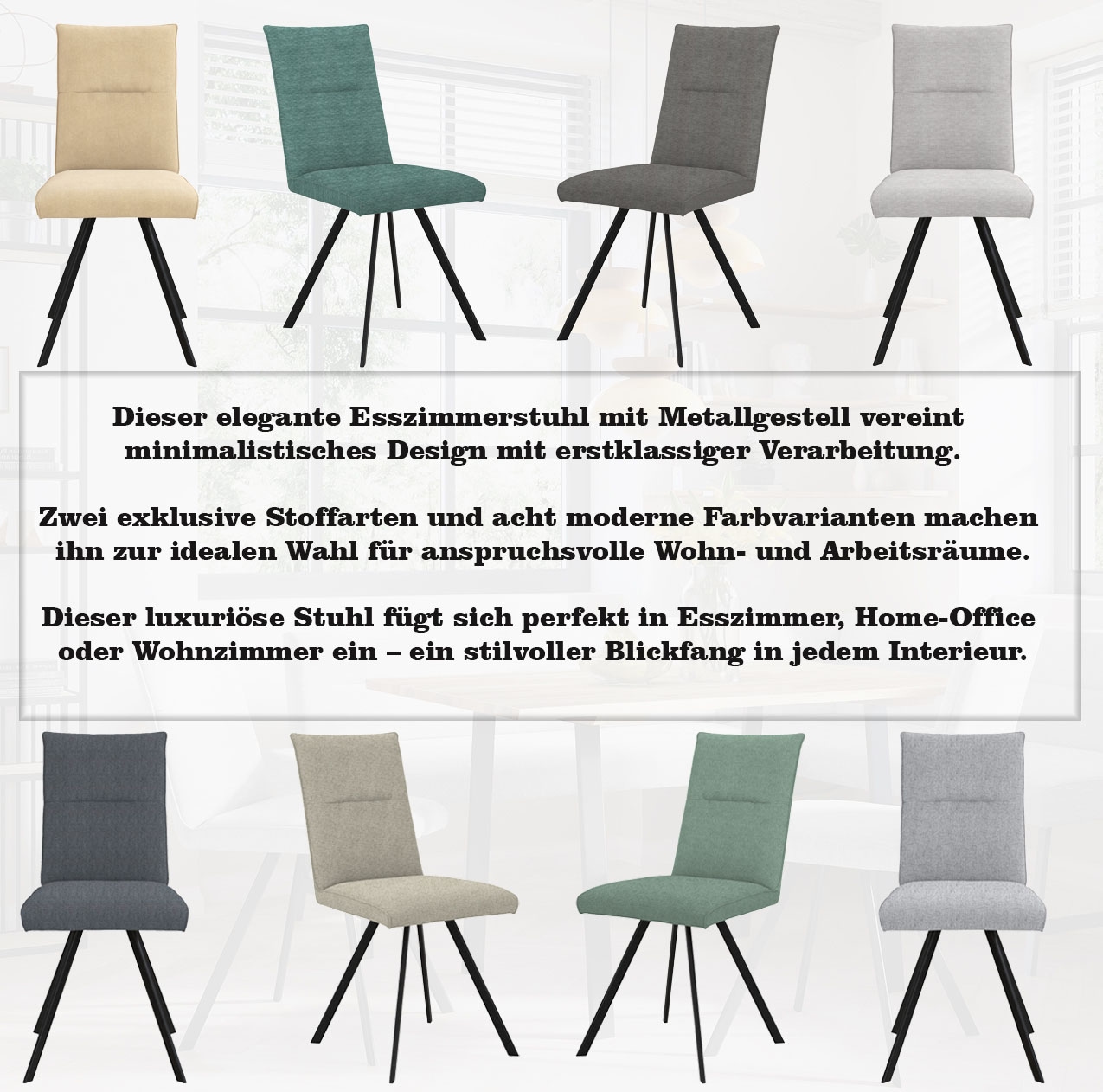 Home affaire 4-Fußstuhl »Sava« (Set) 2 Stk.Metallgestell