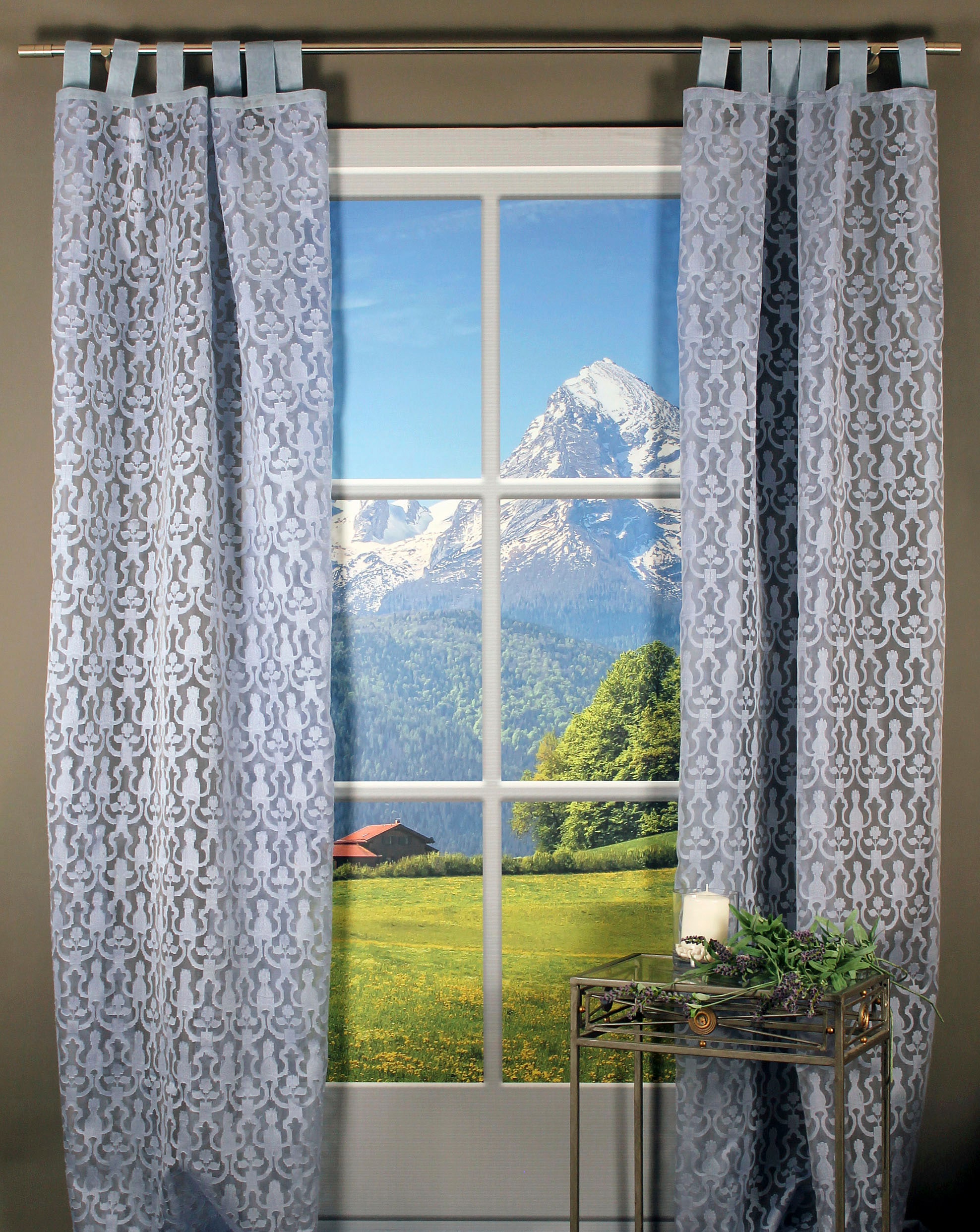 HOSSNER - ART OF HOME DECO Gardine "Blausee" Schlaufen 1 Stk. tlg. Schlaufe günstig online kaufen