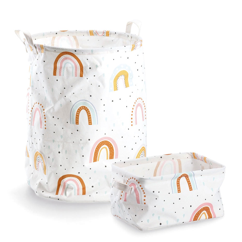 ZELLER PRESENT Aufbewahrungskorb "Rainbow", bunt, Kinderzimmer, Aufbewahrungsboxen, (Aufbewahrungskorb/Wäschesammler-Set), Canvas