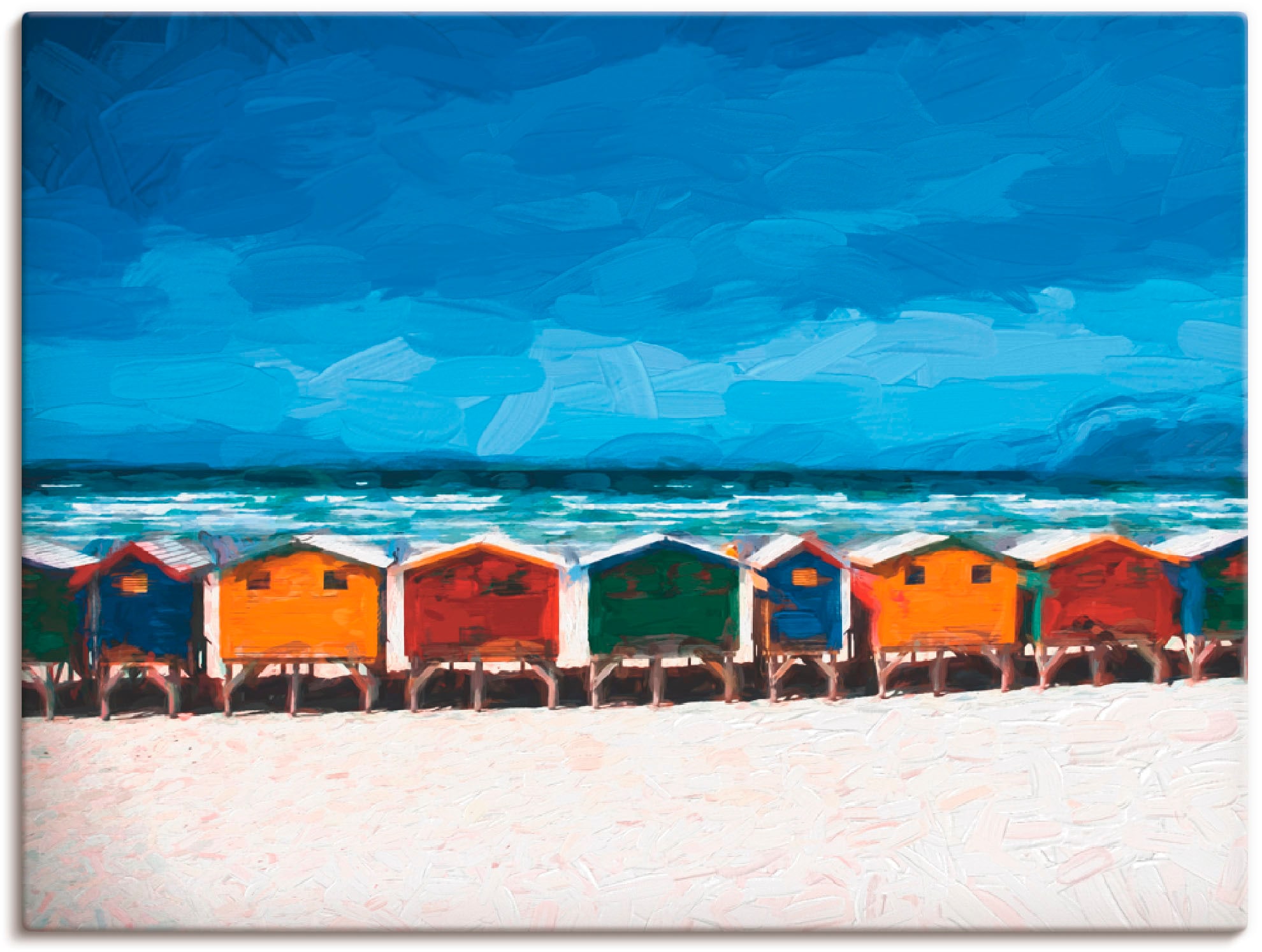 bestellen Poster Wandbild (1 Wandaufkleber am St.), Strand, Artland »Häuser Leinwandbild, in BAUR Meer«, Größen | als oder versch.