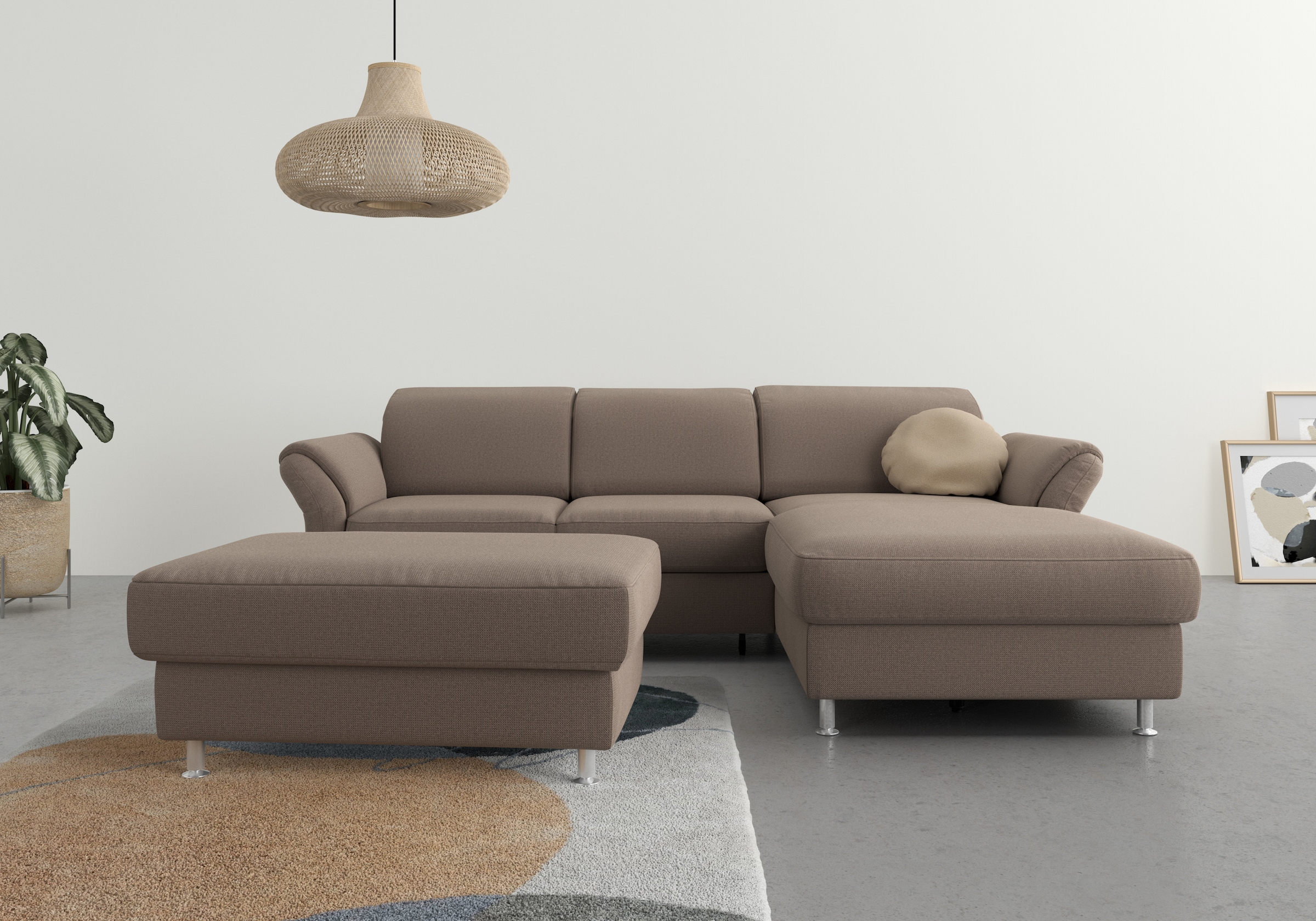 sit&more Ecksofa "Apulia L-Form" wahlweise Schlaffunktion, Bettkasten und Kopf- und Armteilverstellung