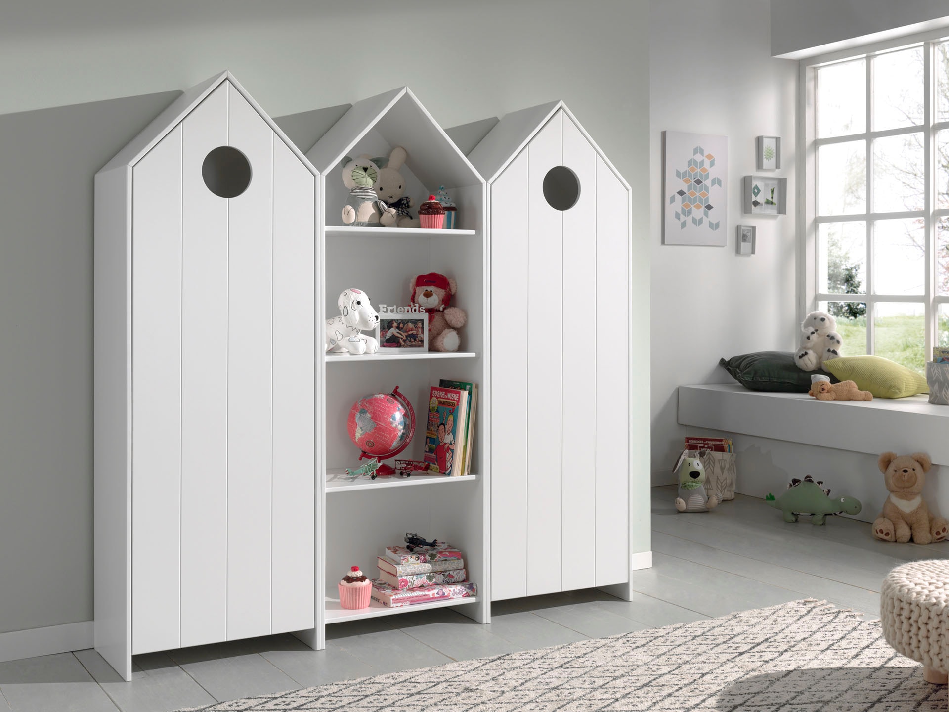 Jugendzimmer-Set VIPACK, weiß, Schlafzimmermöbel-Sets, "Casami, best. aus 2 Schränken mit Drehtür, 1 Regalschrank, TOP modern"
