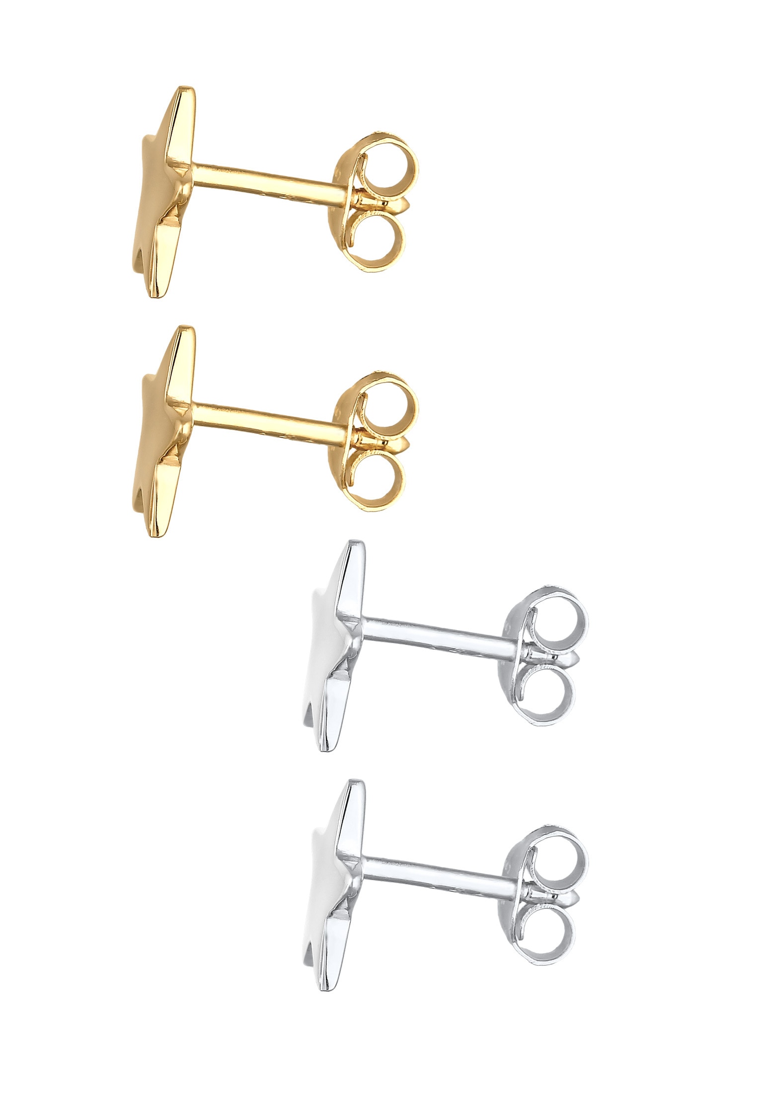 Elli Ohrring-Set »Set Sterne Star Astro Bi-Color 925 Sterling Silber«