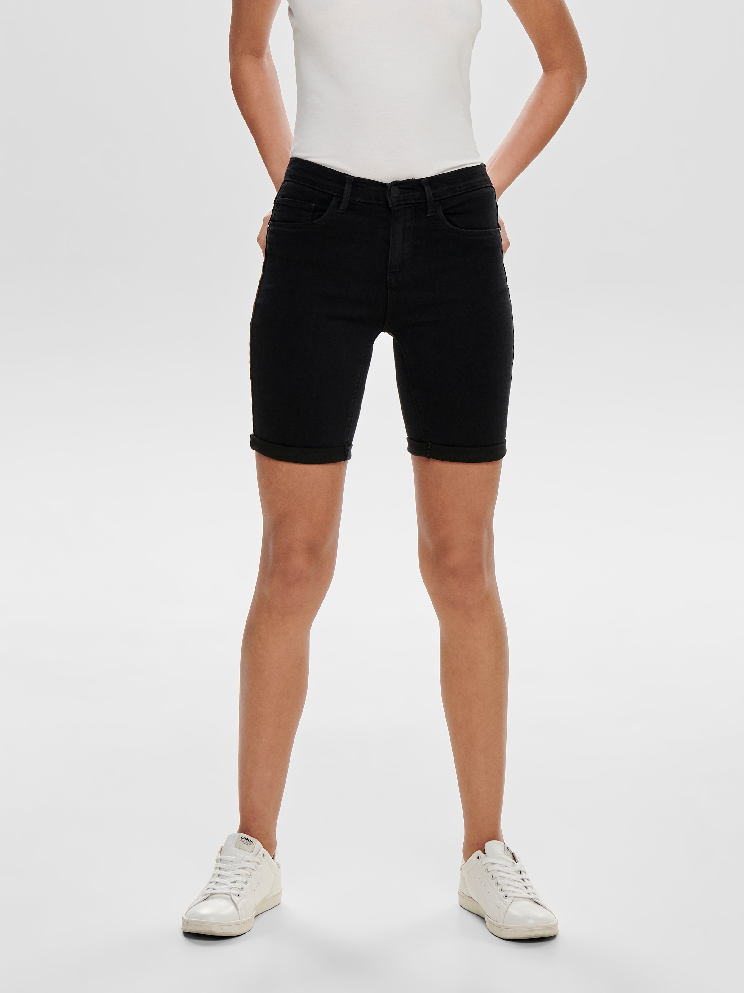 ONLY Shorts "ONLRAIN – Shorts mit Push-up-Effekt und Umschlagsaum" unifarbe günstig online kaufen